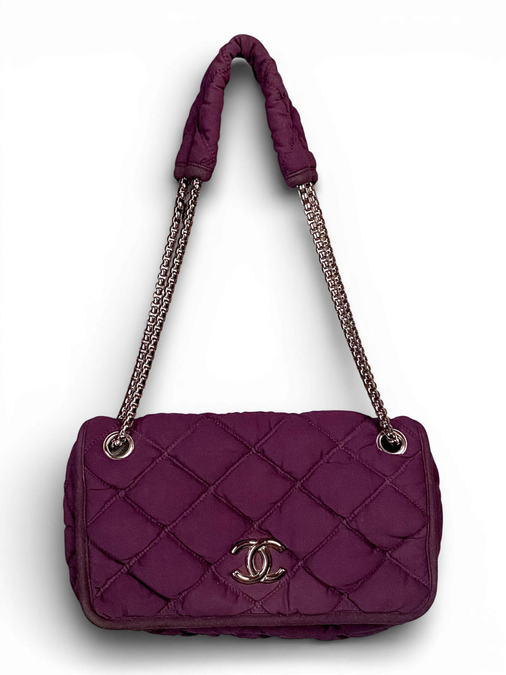 PURPLE QUILTED BUBBLE SHOULDER BAG (AS IS) @HANA