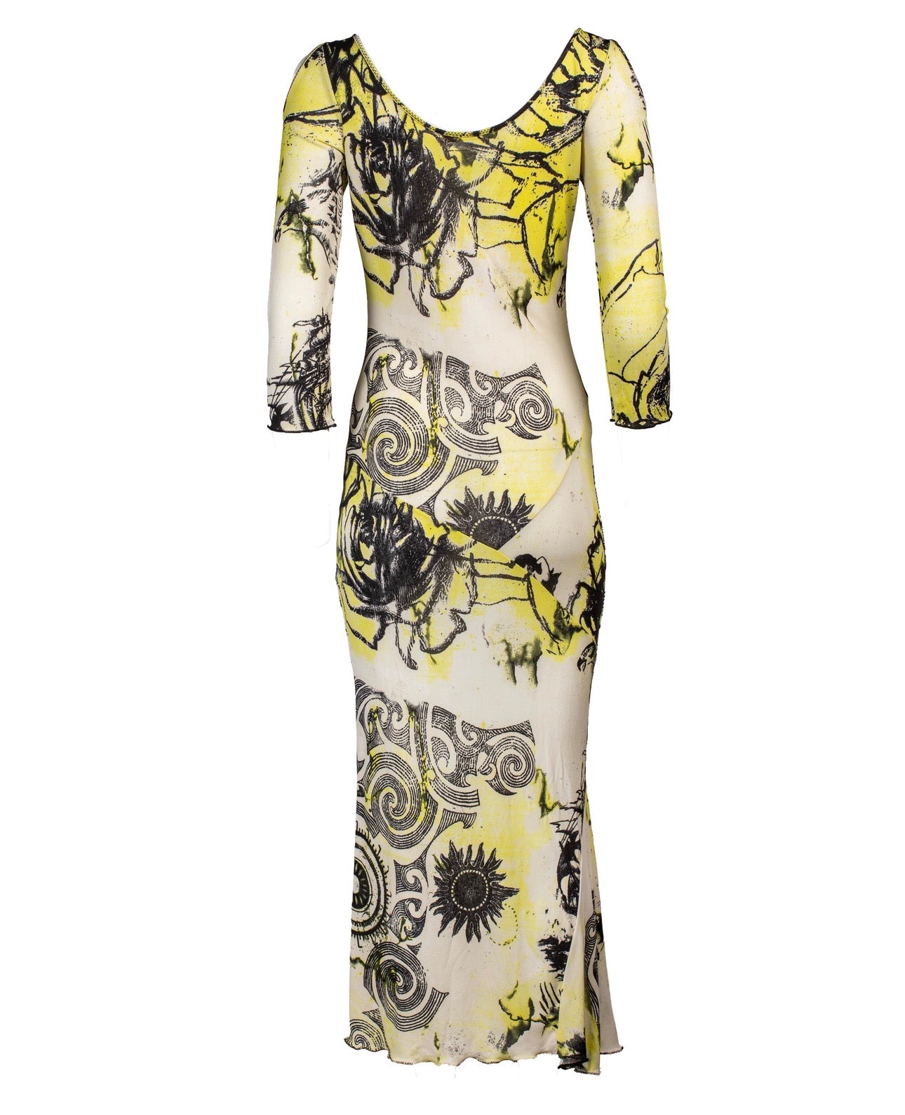 SUN/MOON GREEN/YELLOW L/S MAXI DRESS