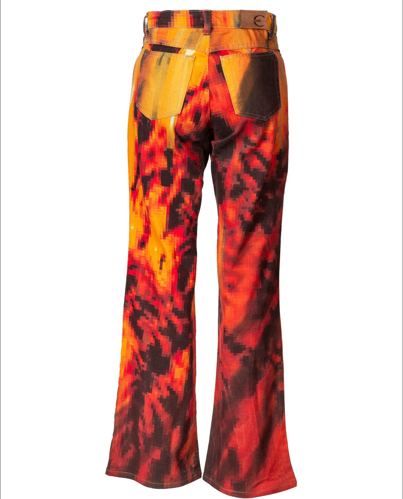 SS01 PIXELATED ORANGE/RED JEANS