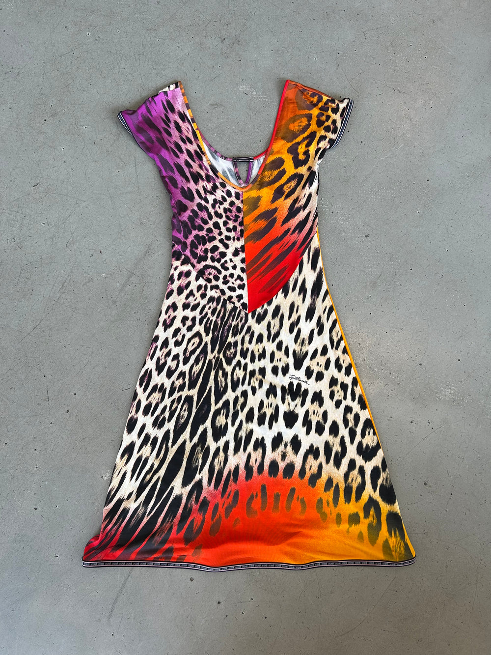 MULTICOLOR LEOPARD PRINTED MIDI DRESS