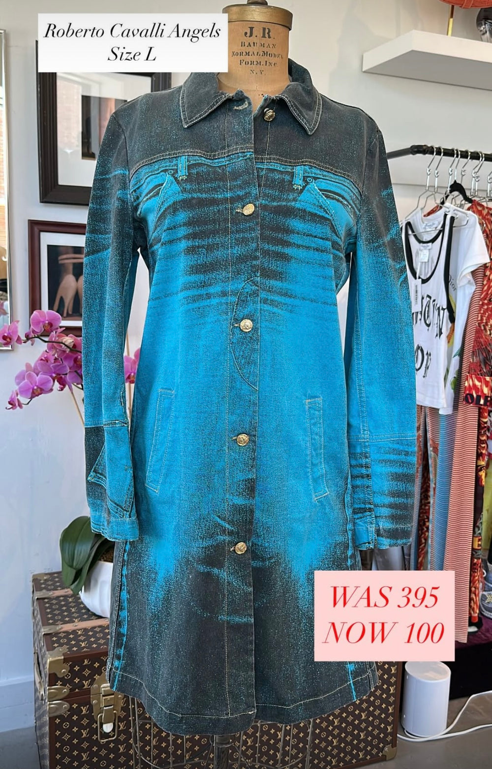 00S DENIM PRINTED TRENCH