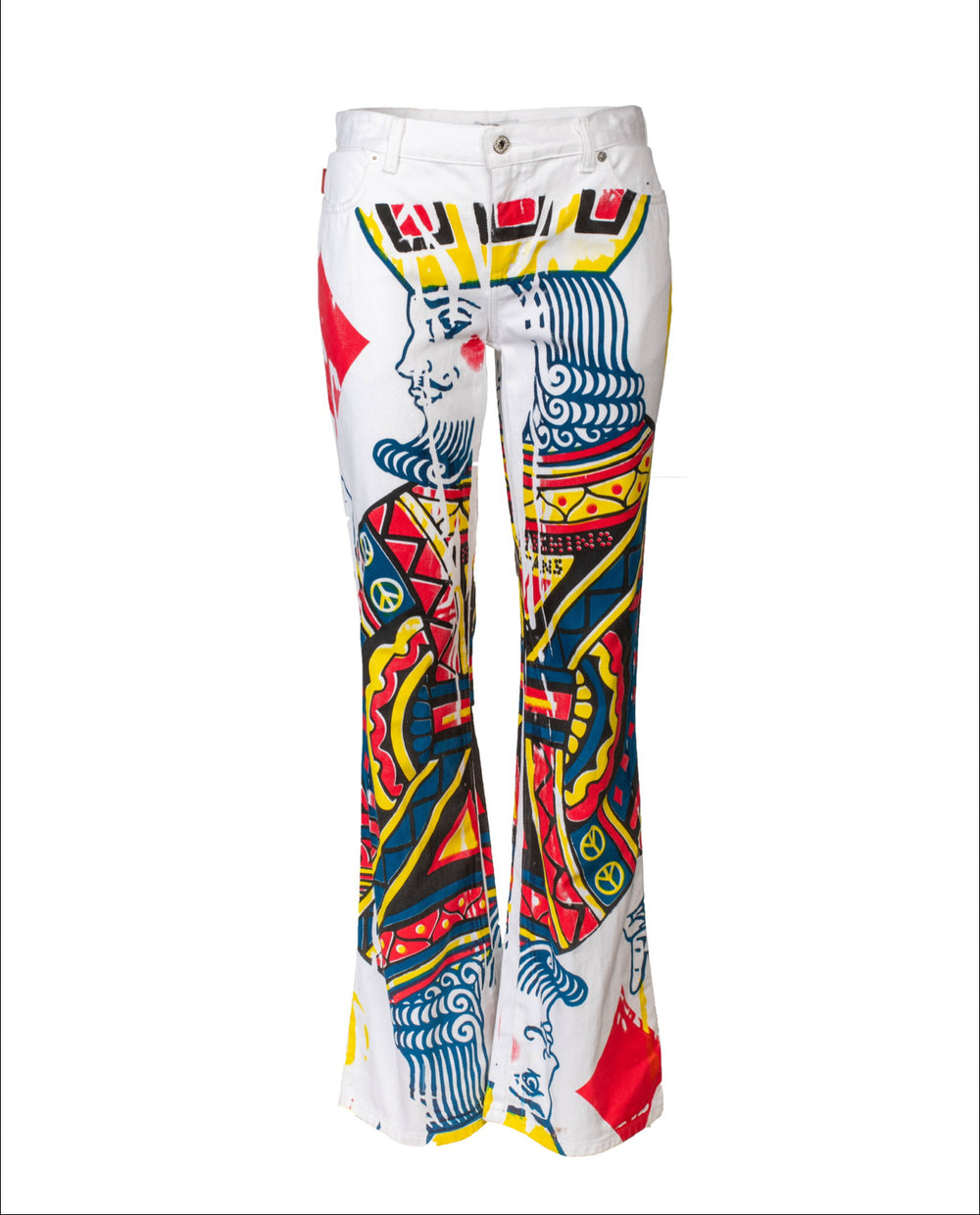KING PLAYING CARD PRINTED WHITE JEANS