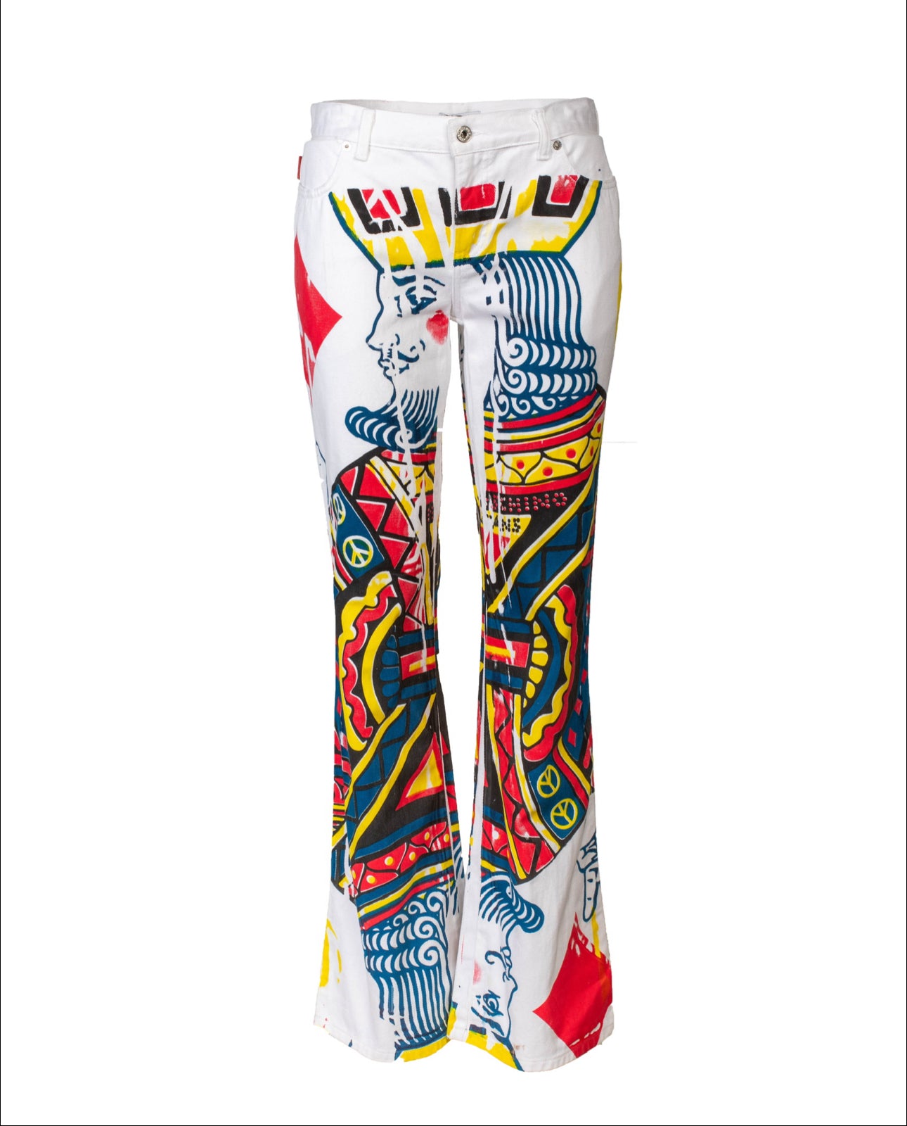 KING PLAYING CARD PRINTED WHITE JEANS