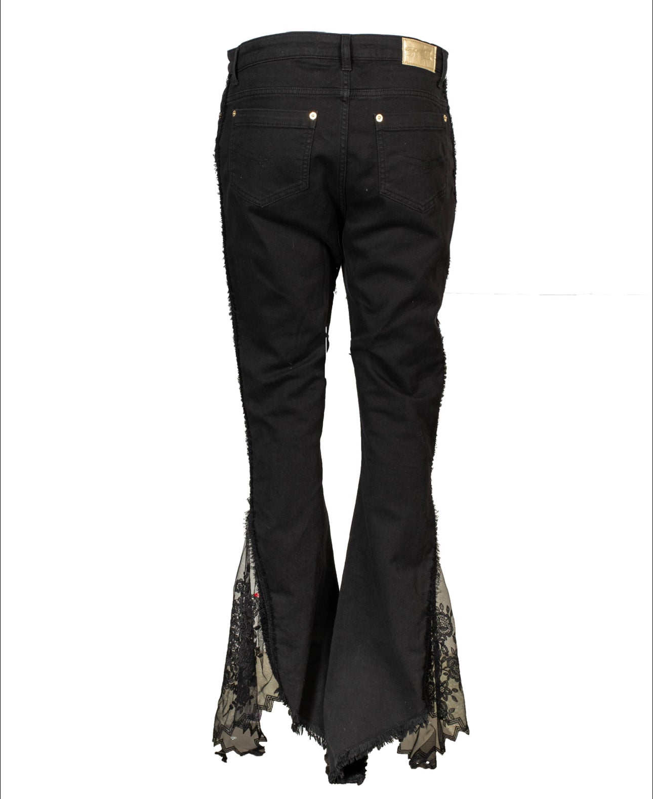 BLACK LACE FLARED JEANS