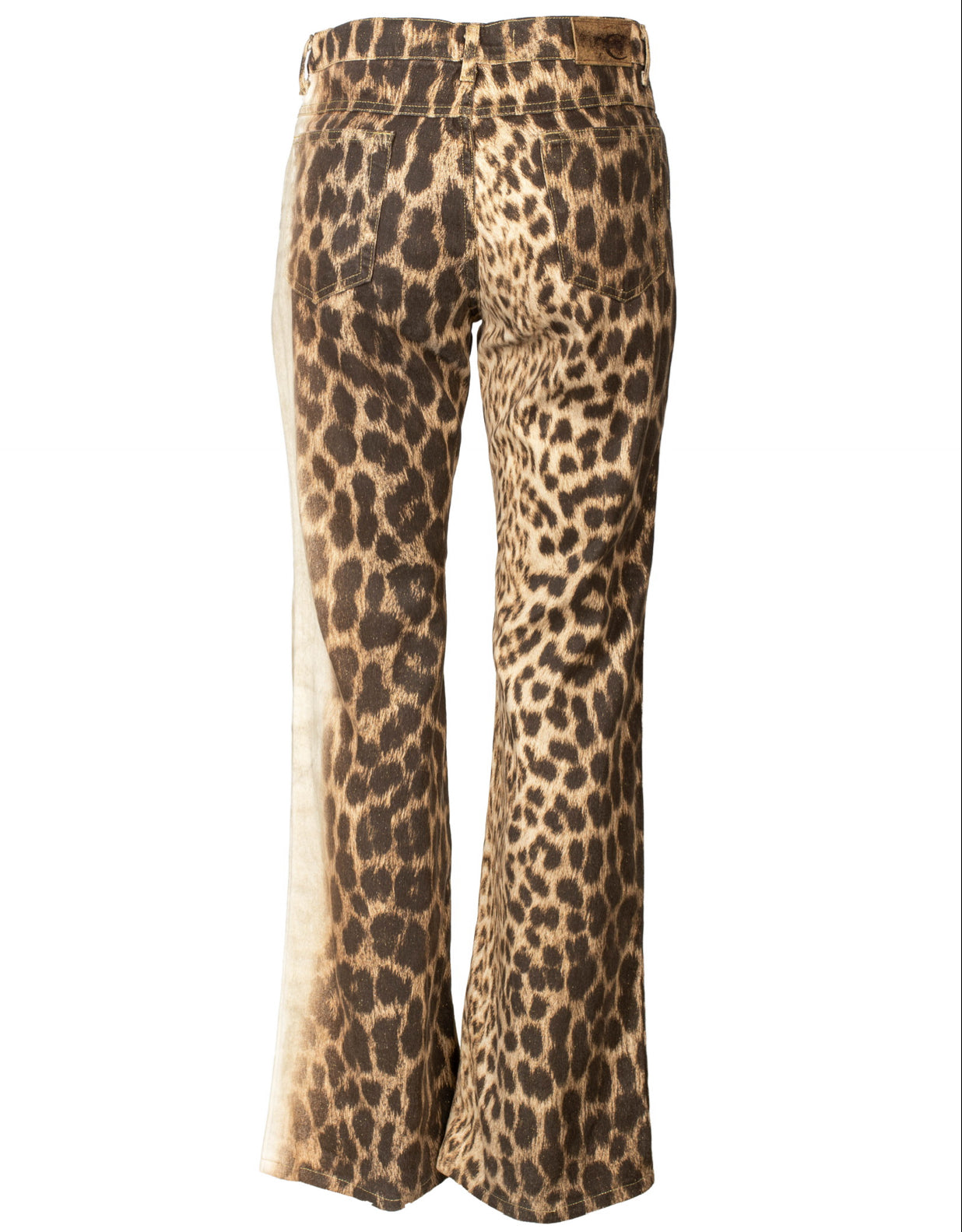 BROWN AND CREAM GLITTER LEOPARD PRINTED JEANS