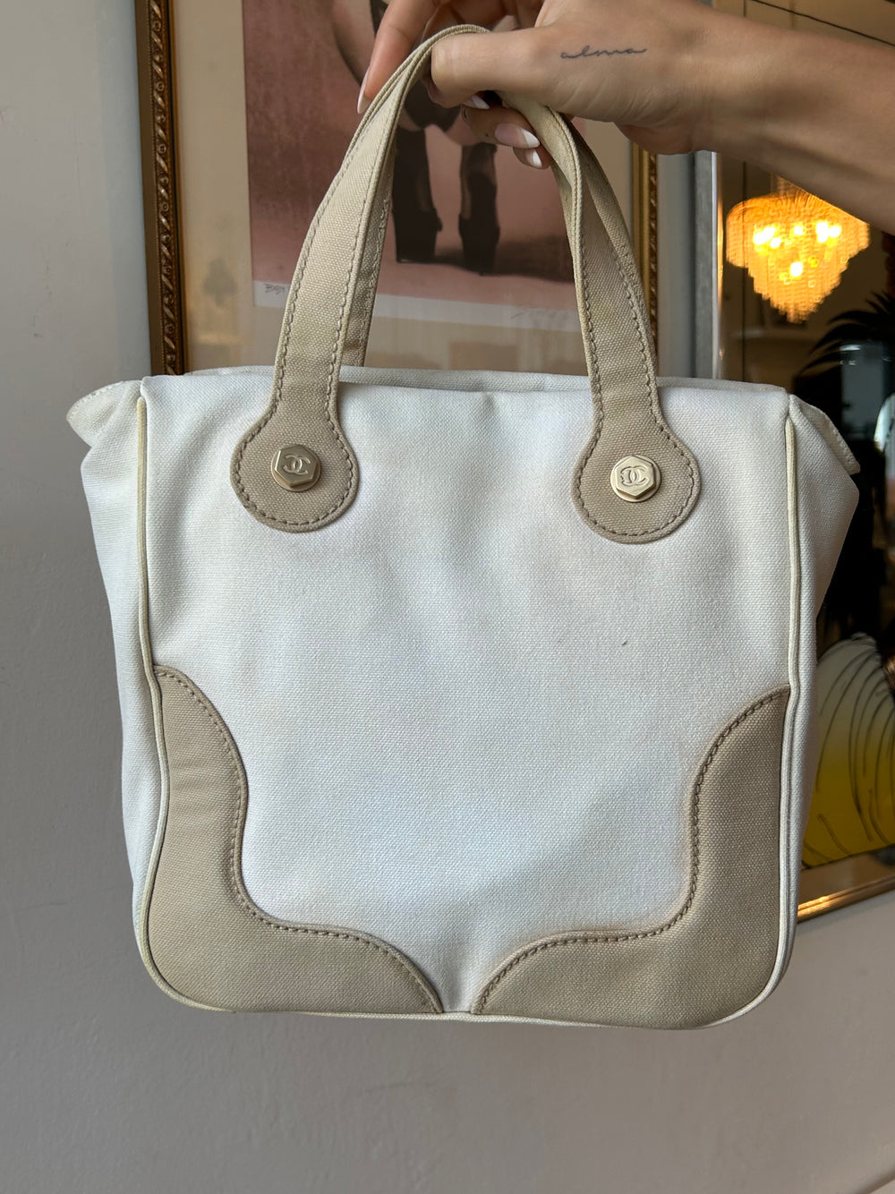 CANVAS MARSHMALLOW CC SMALL TOTE
