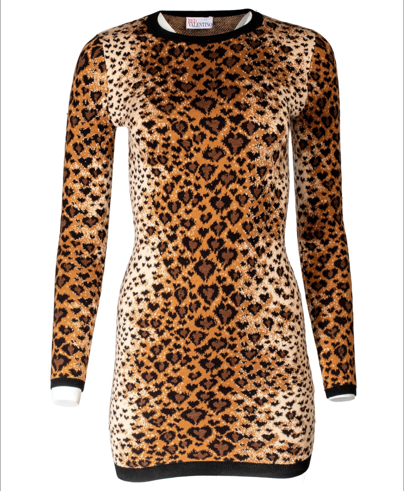 LEOPARD JACQUARD KNIT L/S SWEATER DRESS
