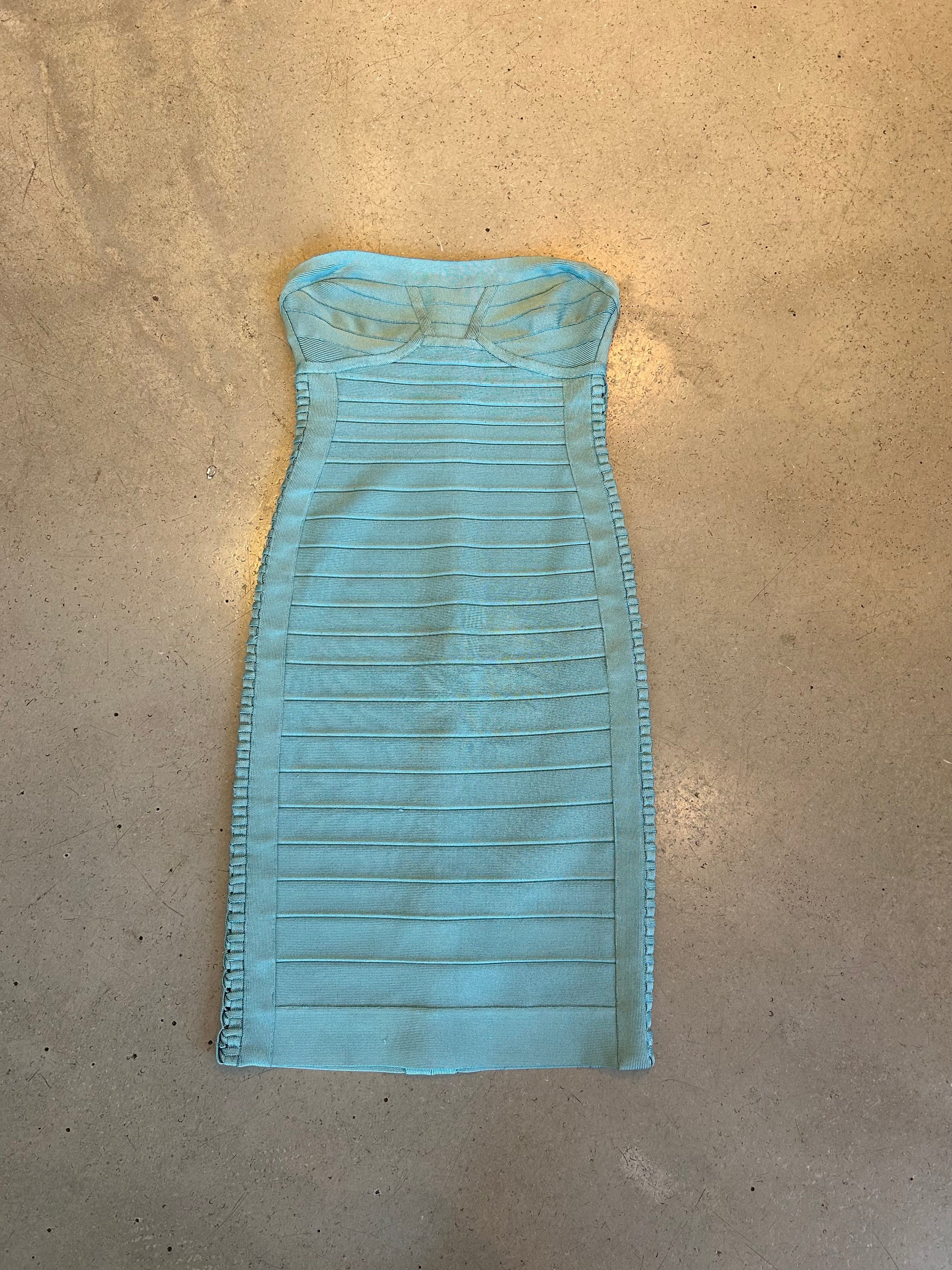 BLUE STRAPLESS BRAIDED BANDAGE DRESS (AS IS) @PARISD