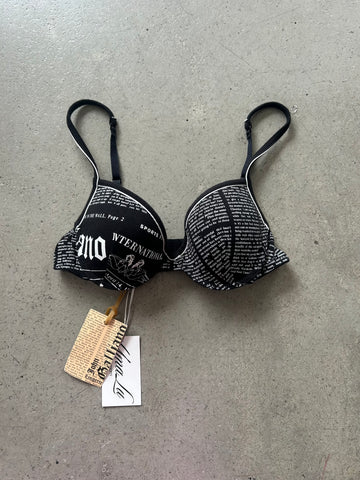 BLACK NEWSPAPER PRINTED BRA @SM