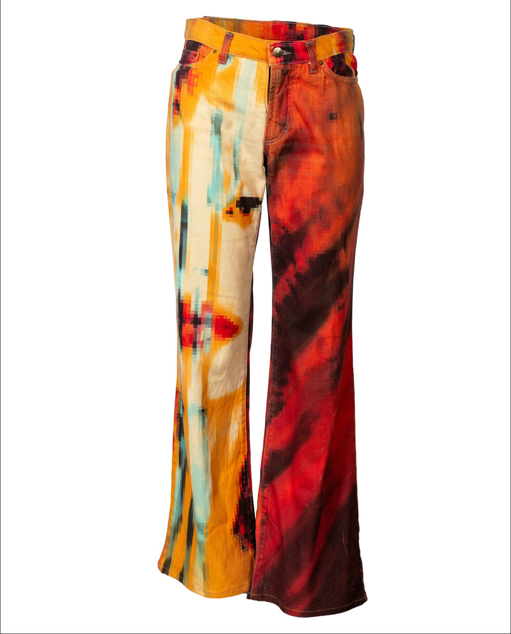 SS01 PIXELATED ORANGE/RED JEANS