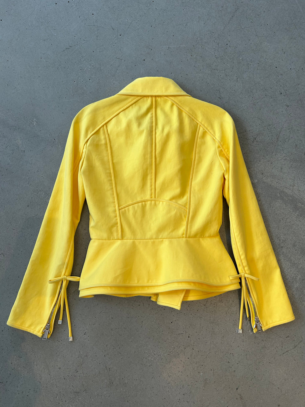 YELLOW PEPLUM ZIP UP JACKET