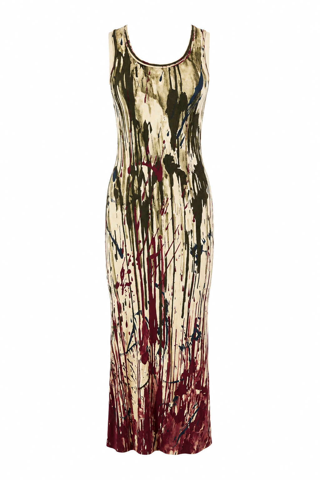 1998 RED/GREEN PAINT DRIP MAXI DRESS