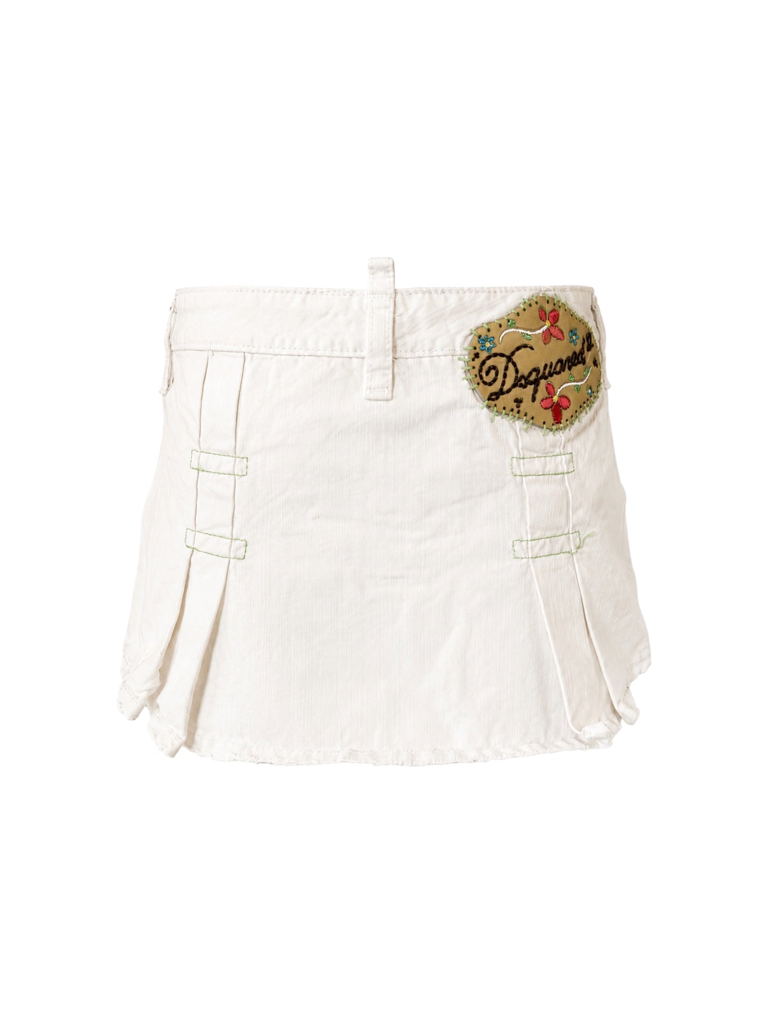 WHITE EMBROIDERED MINI SKIRT
