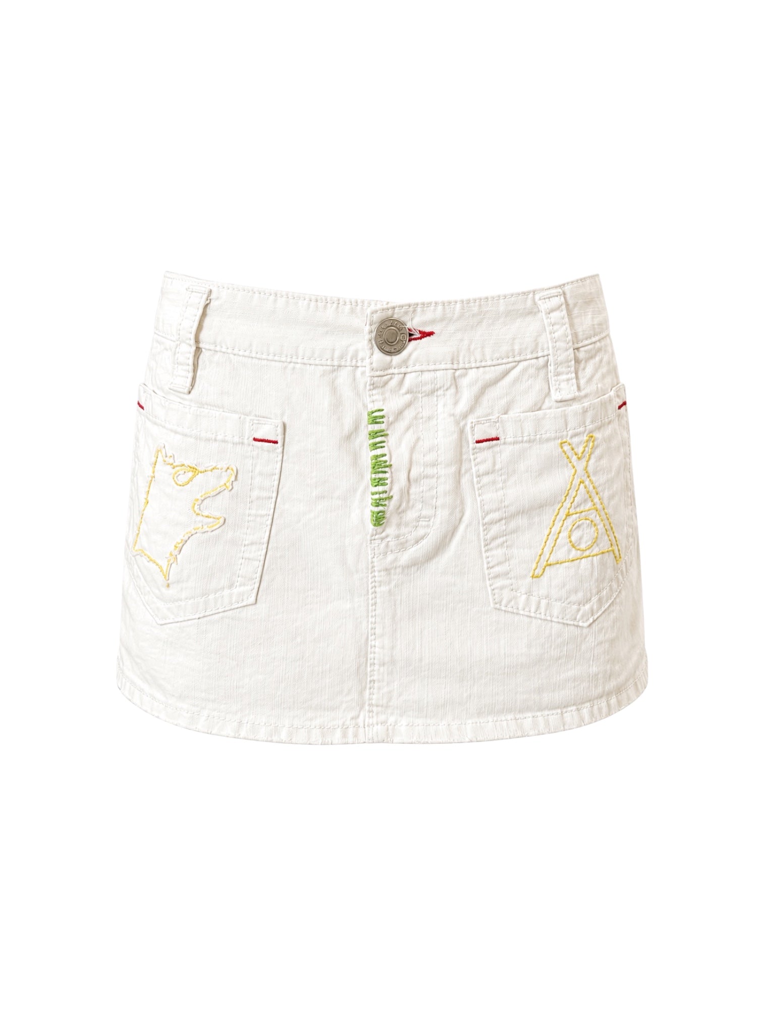WHITE EMBROIDERED MINI SKIRT