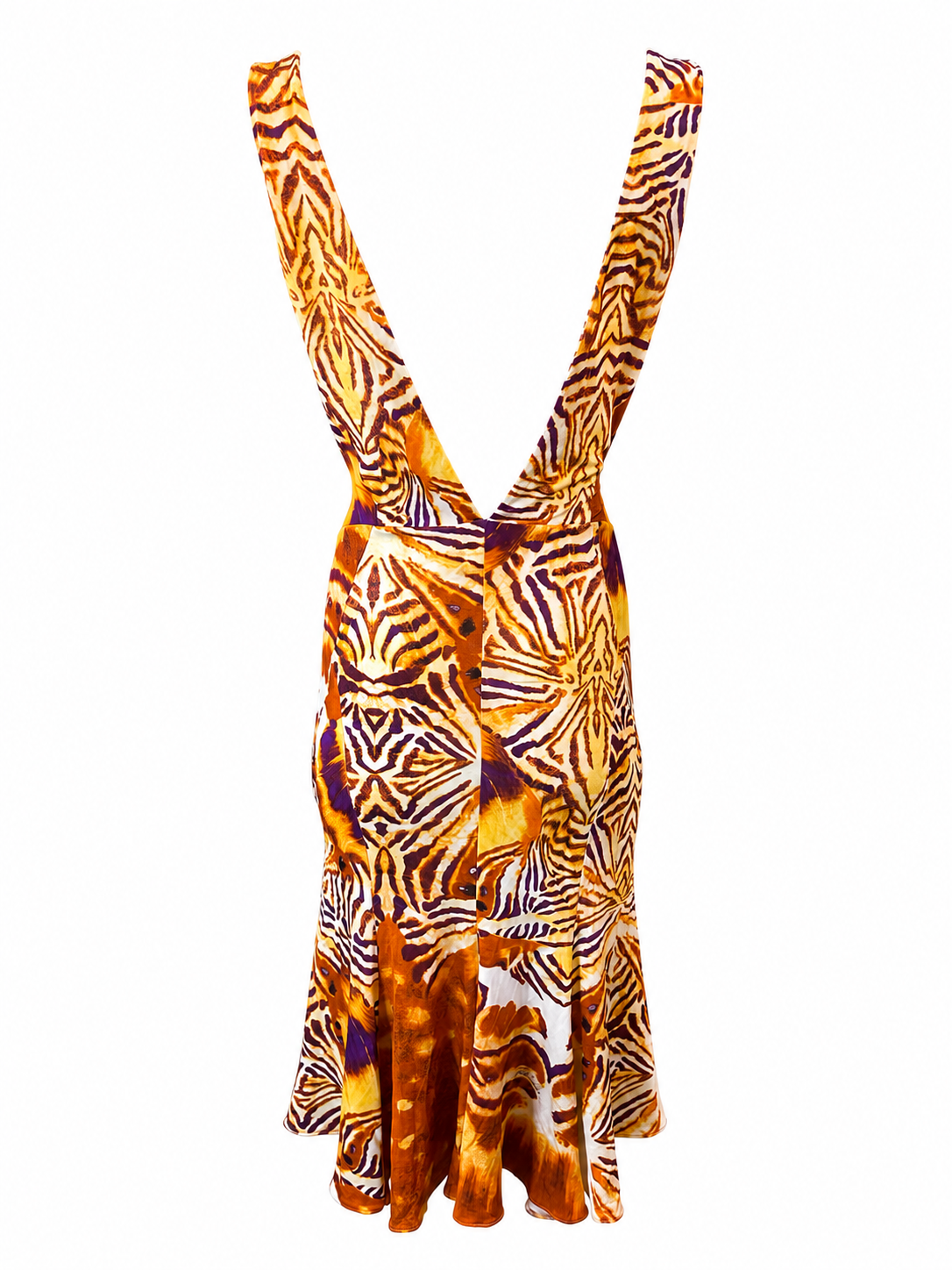 ORANGE TIGER PRINTED OPEN BACK MAXI DRESS