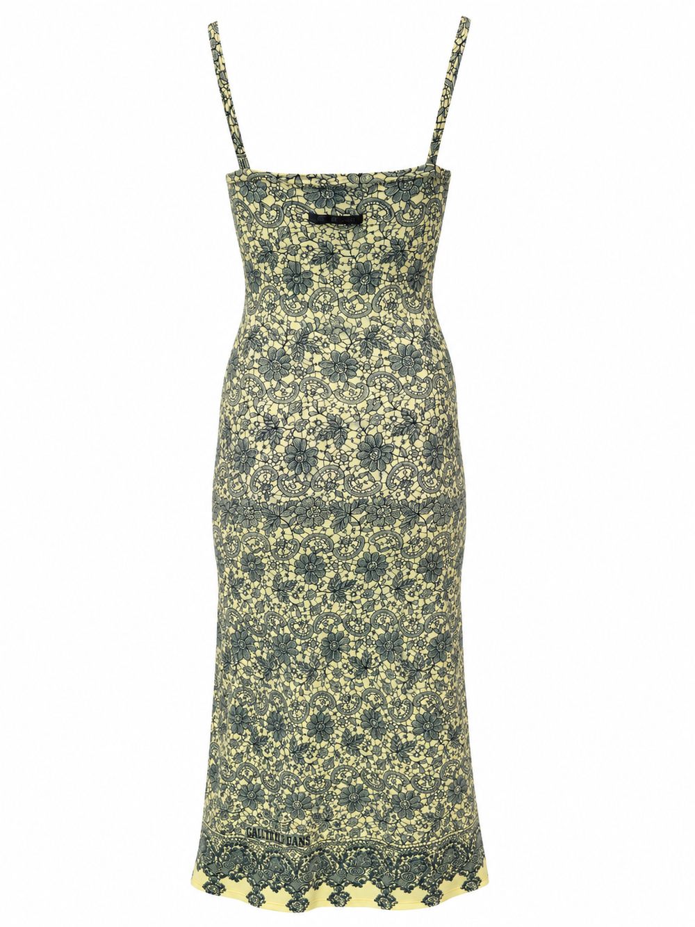 90S BLUE & YELLOW LACE PRINTED MAXI TANK DRESS