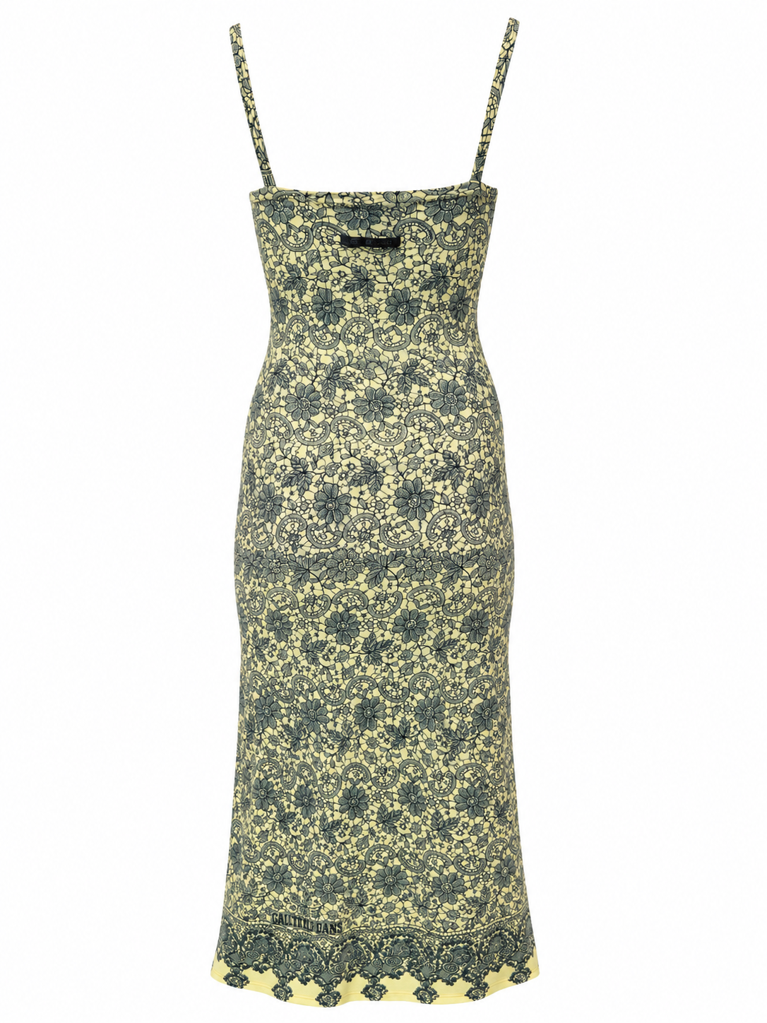 90S BLUE & YELLOW LACE PRINTED MAXI TANK DRESS