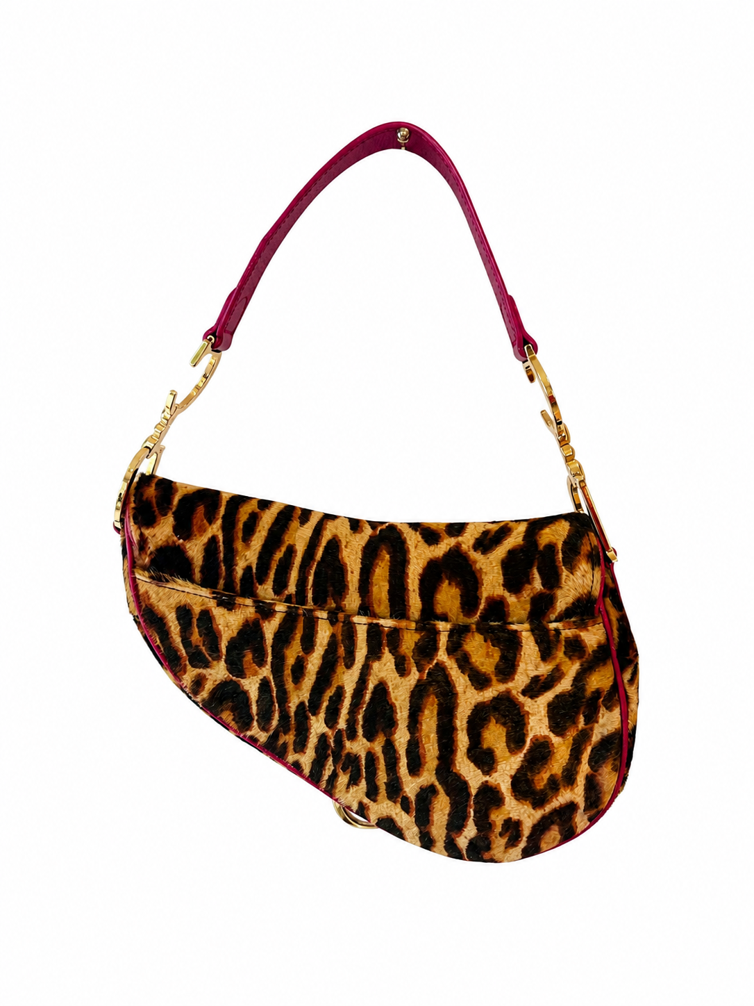 2004 LEOPARD PONYHAIR & RED LEATHER SADDLE BAG