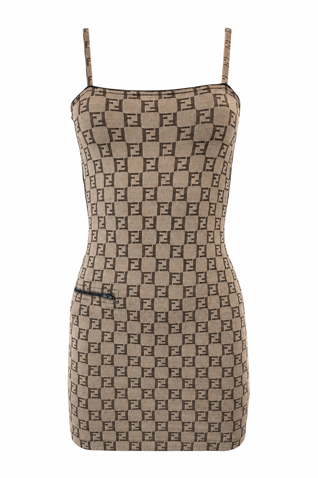 90S MONOGRAM BROWN MINI DRESS
