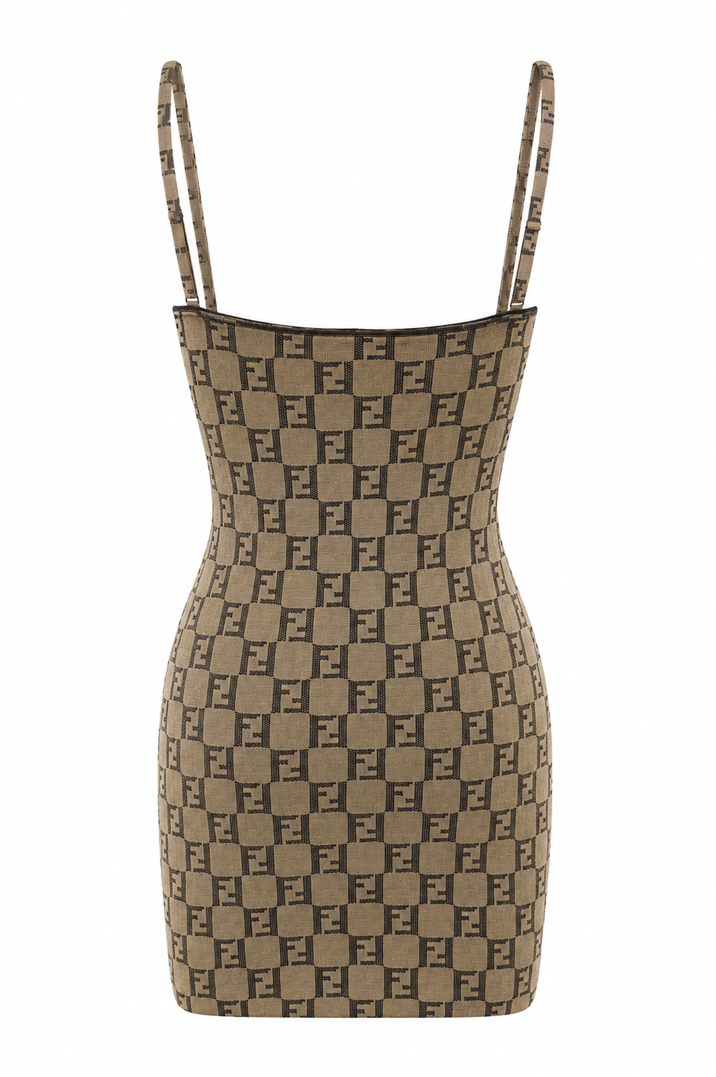 90S MONOGRAM BROWN MINI DRESS