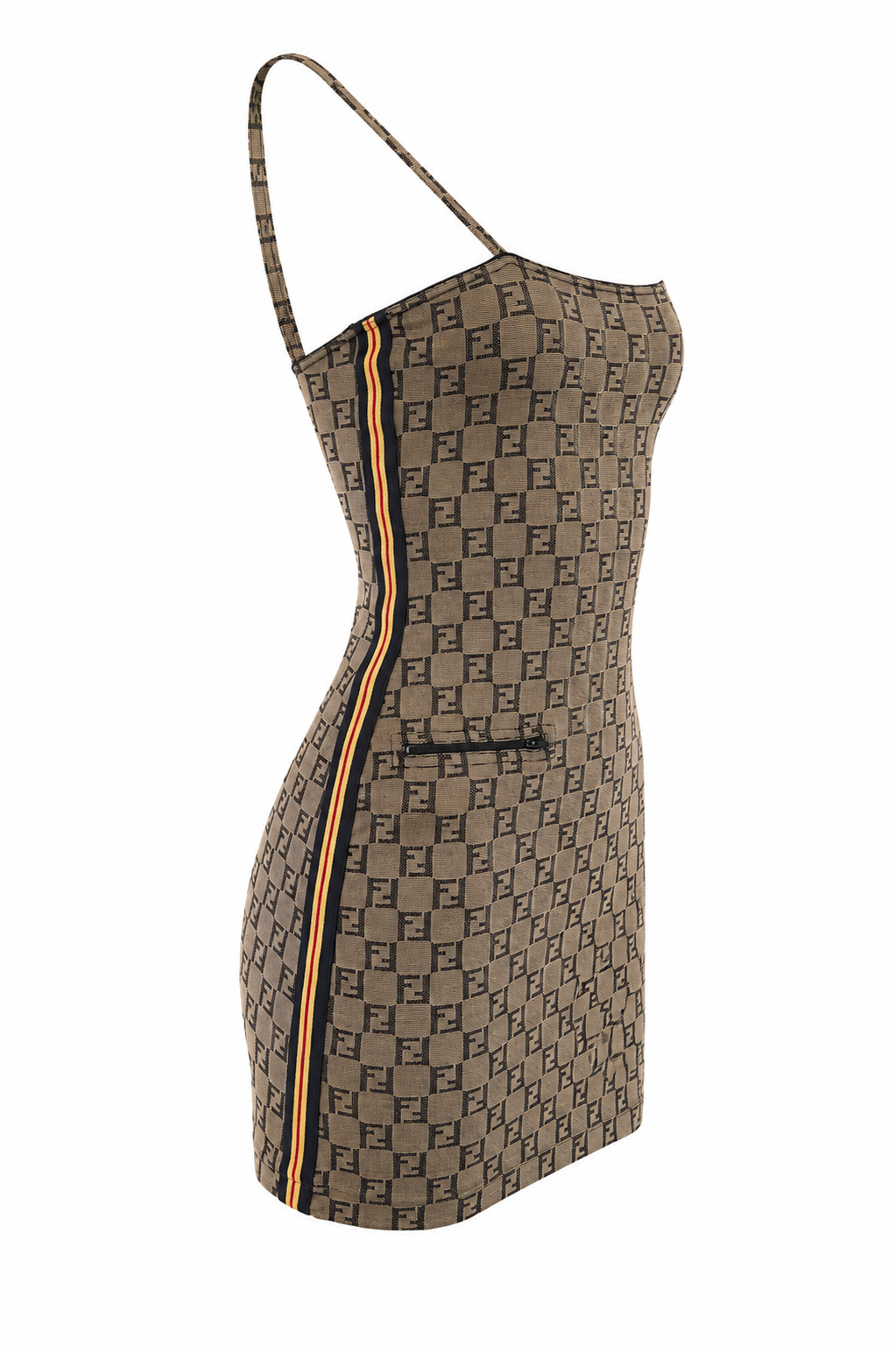 90S MONOGRAM BROWN MINI DRESS