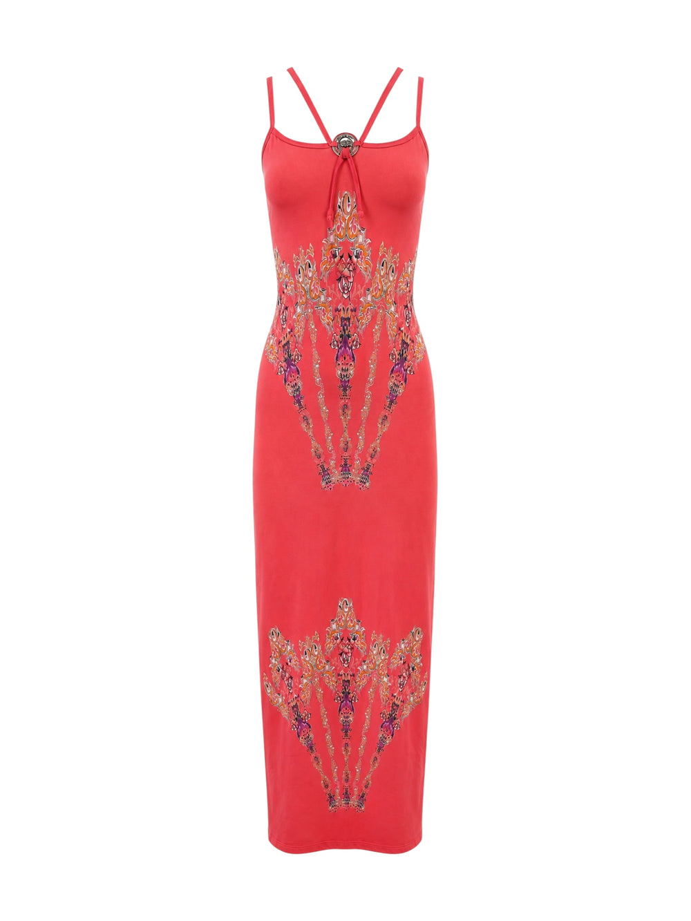 PINK ABSTRACT ORNATE MAXI DRESS