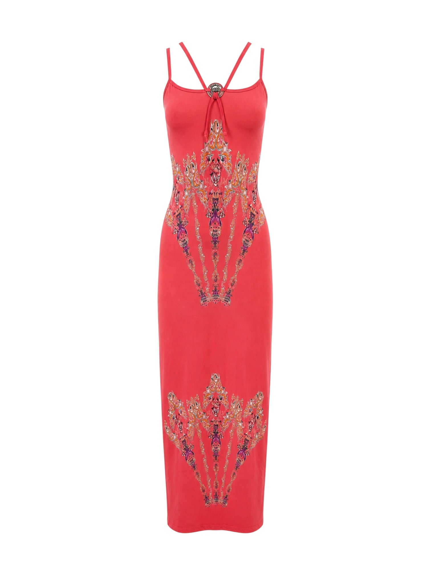 PINK ABSTRACT ORNATE MAXI DRESS
