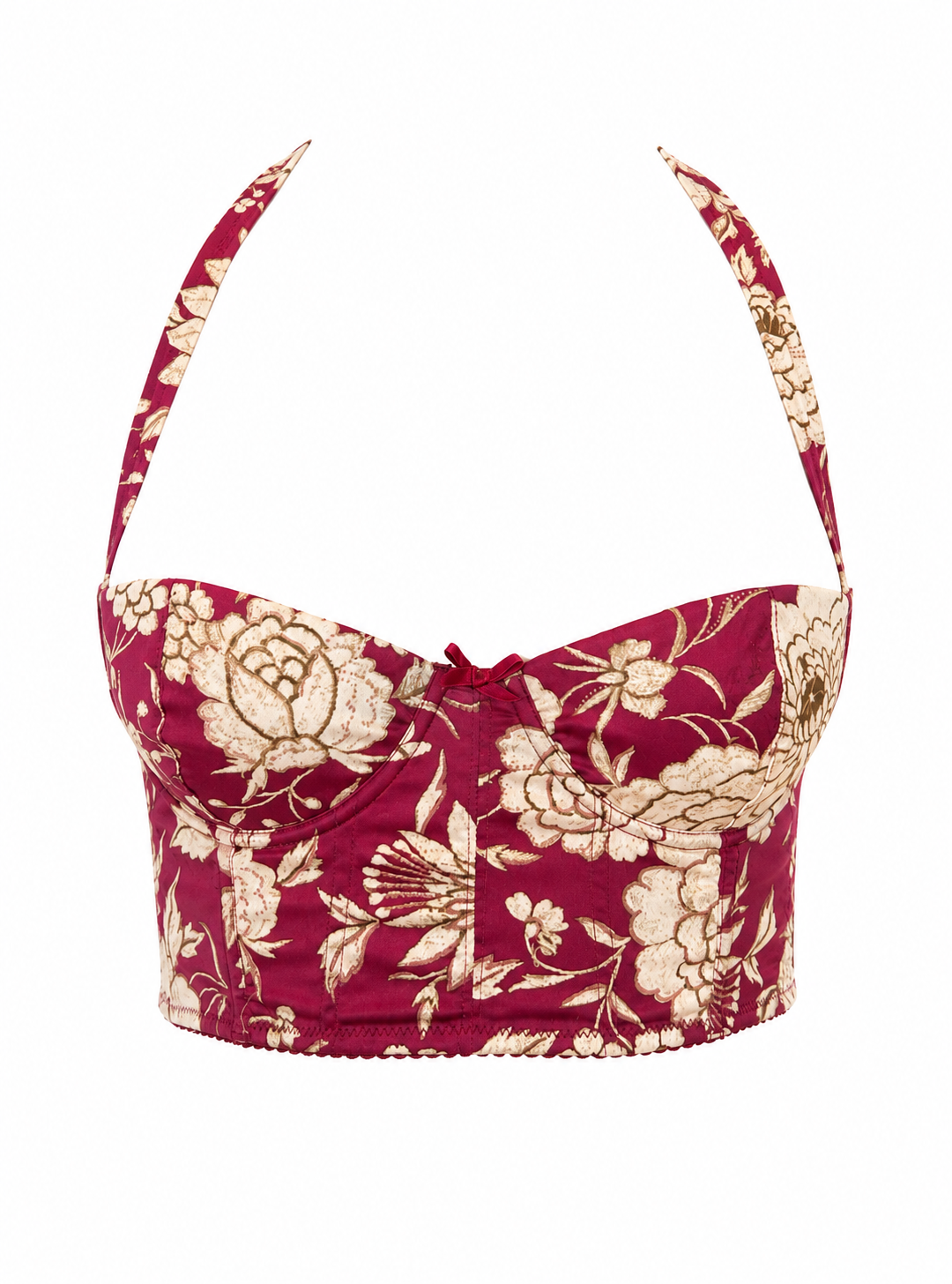 FW04 BURGUNDY FLORAL BROCADE BUSTIER