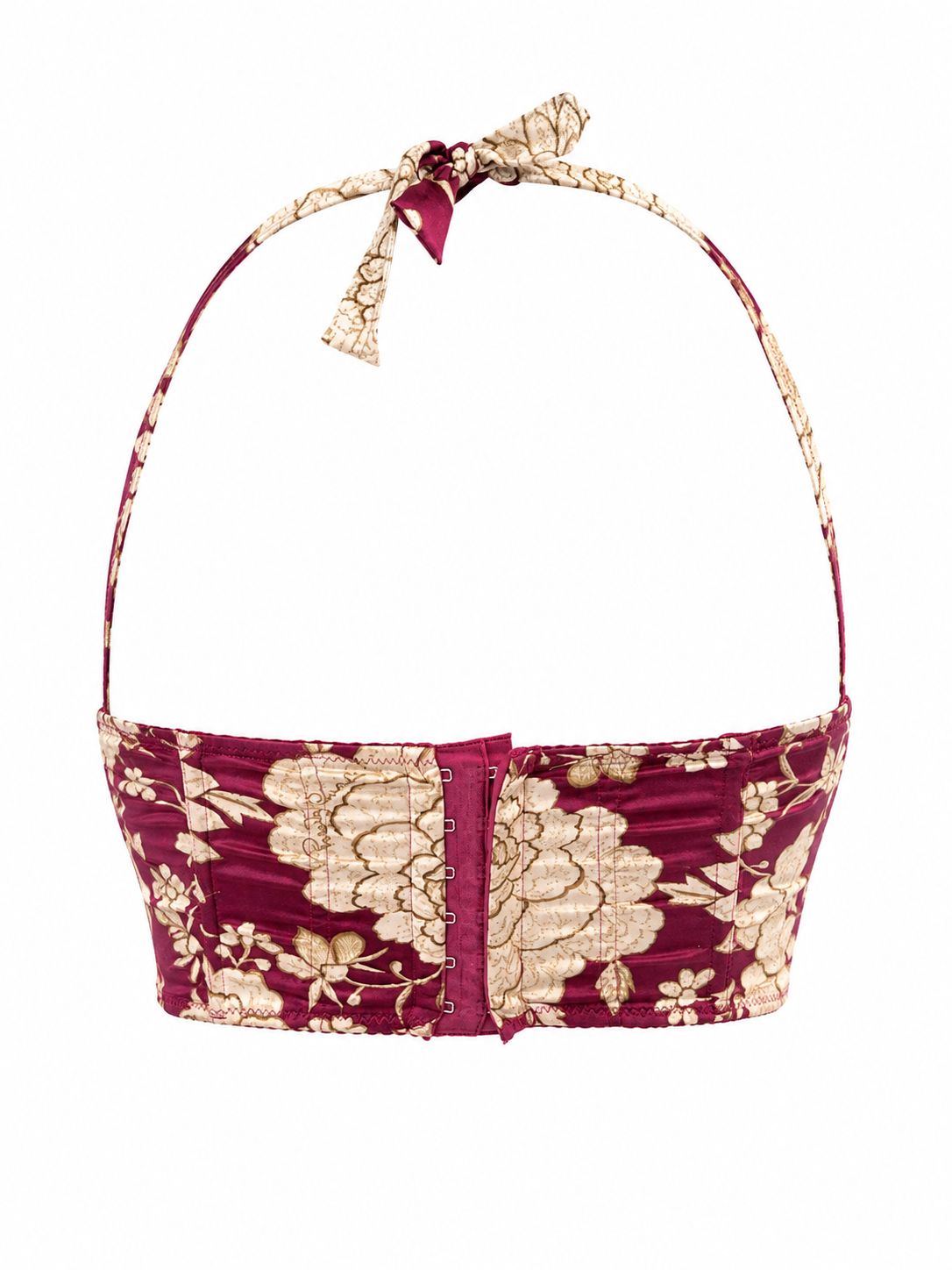 FW04 BURGUNDY FLORAL BROCADE BUSTIER