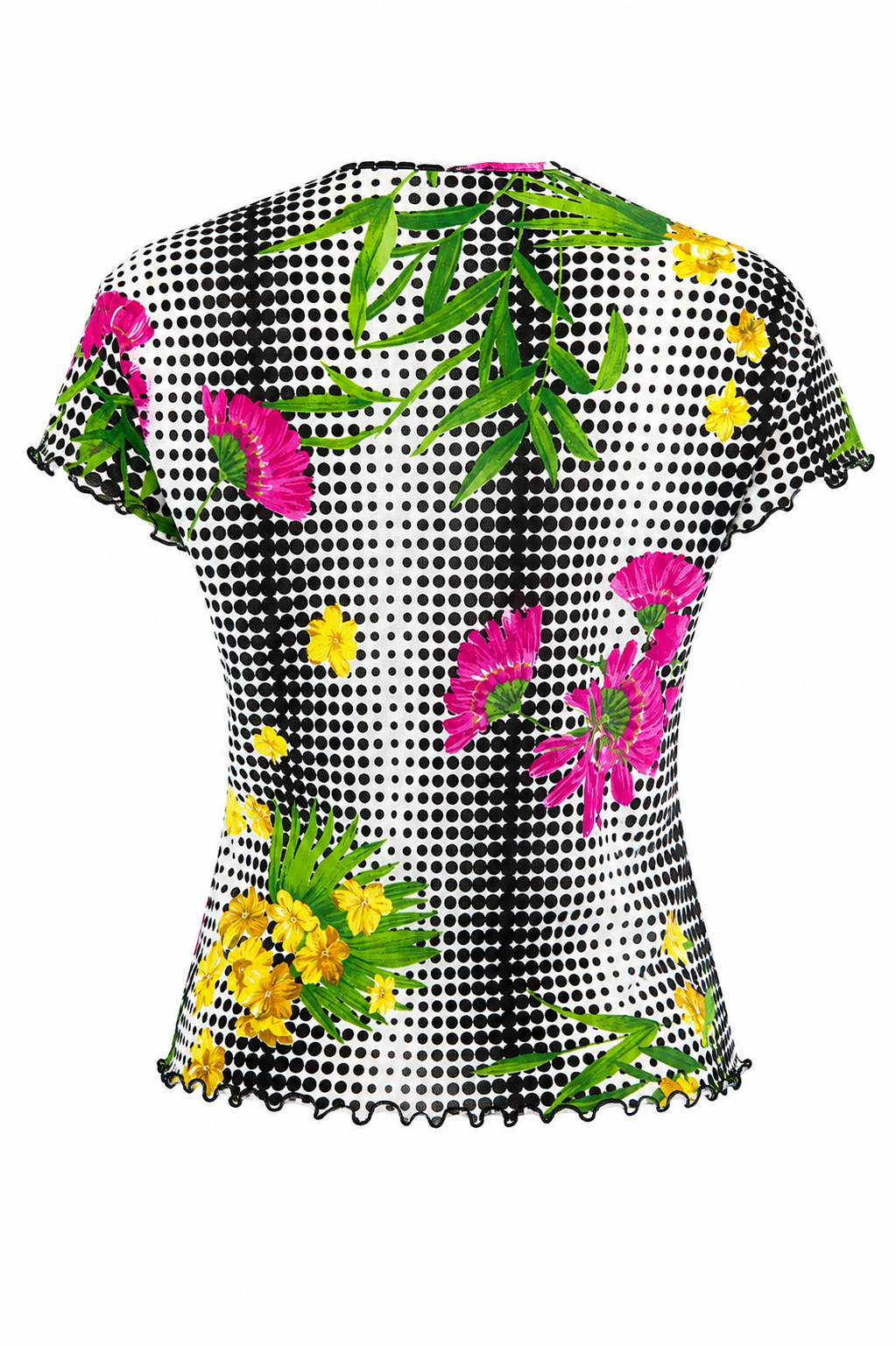POLKA DOT & FLORAL MESH TOP