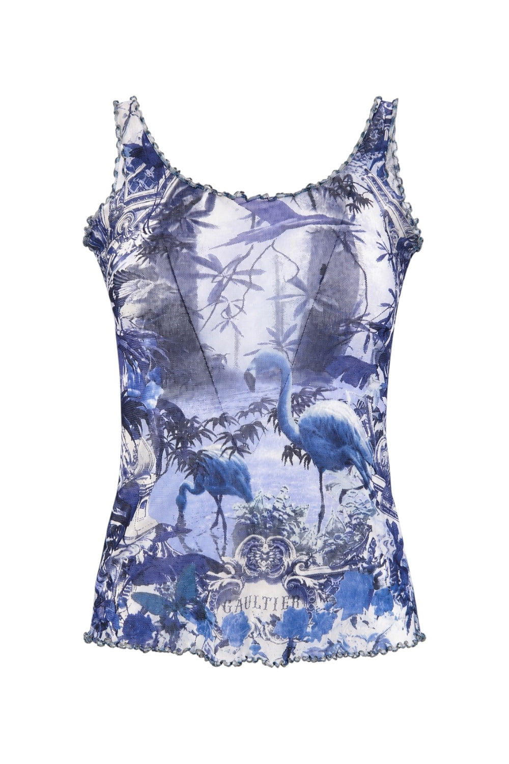 SS1999 BLUE MESH TROPICAL FLAMINGO PRINT TANK
