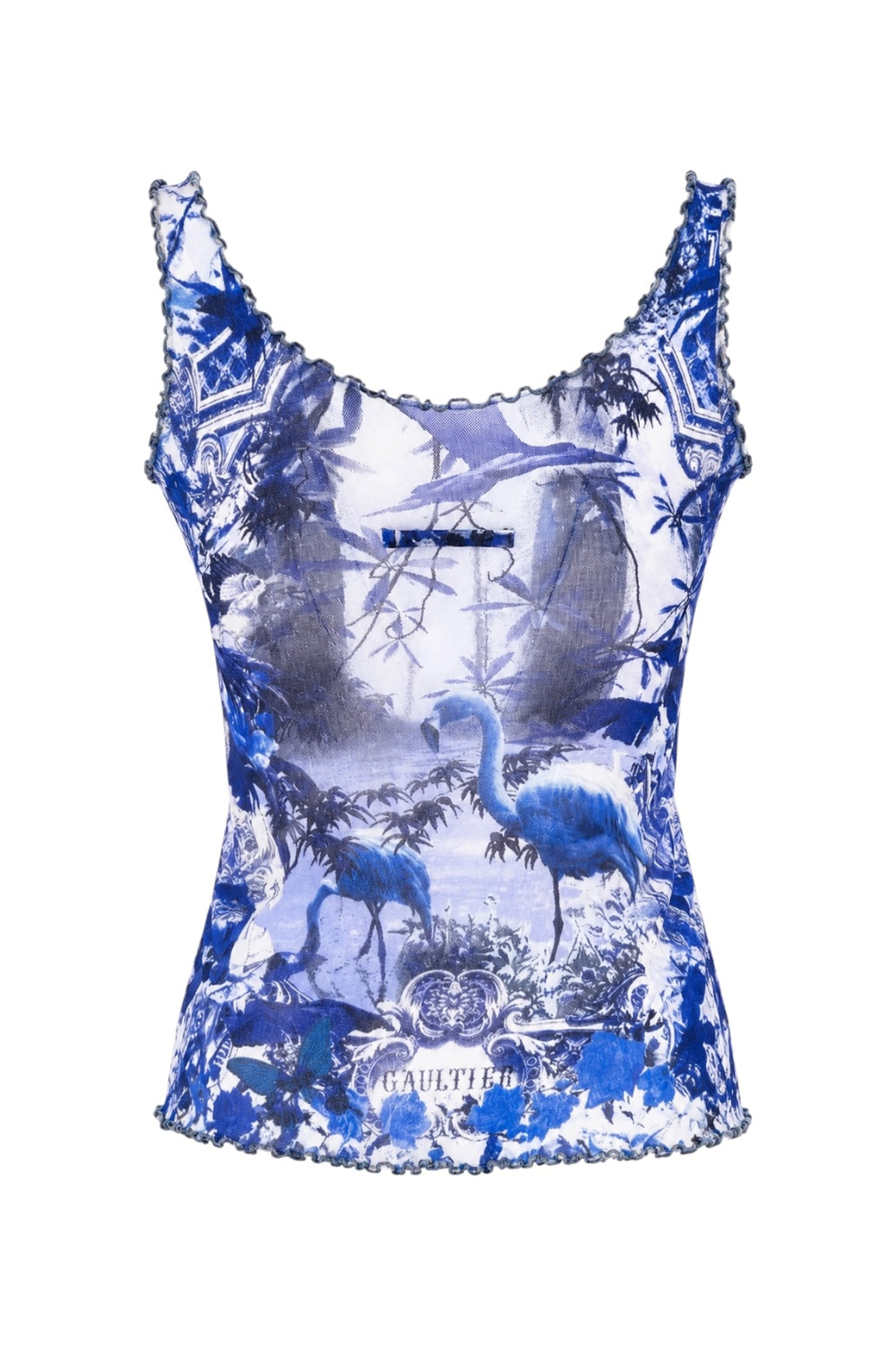 SS1999 BLUE MESH TROPICAL FLAMINGO PRINT TANK