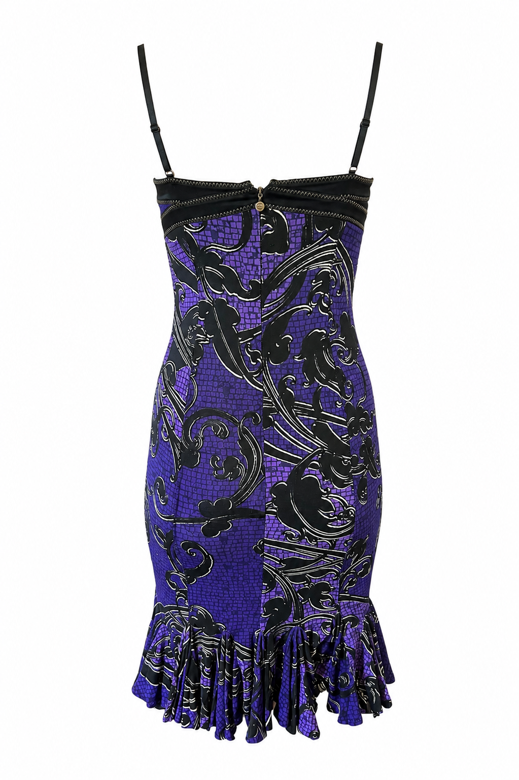 PURPLE ORNATE MERMAID CUT MIDI DRESS