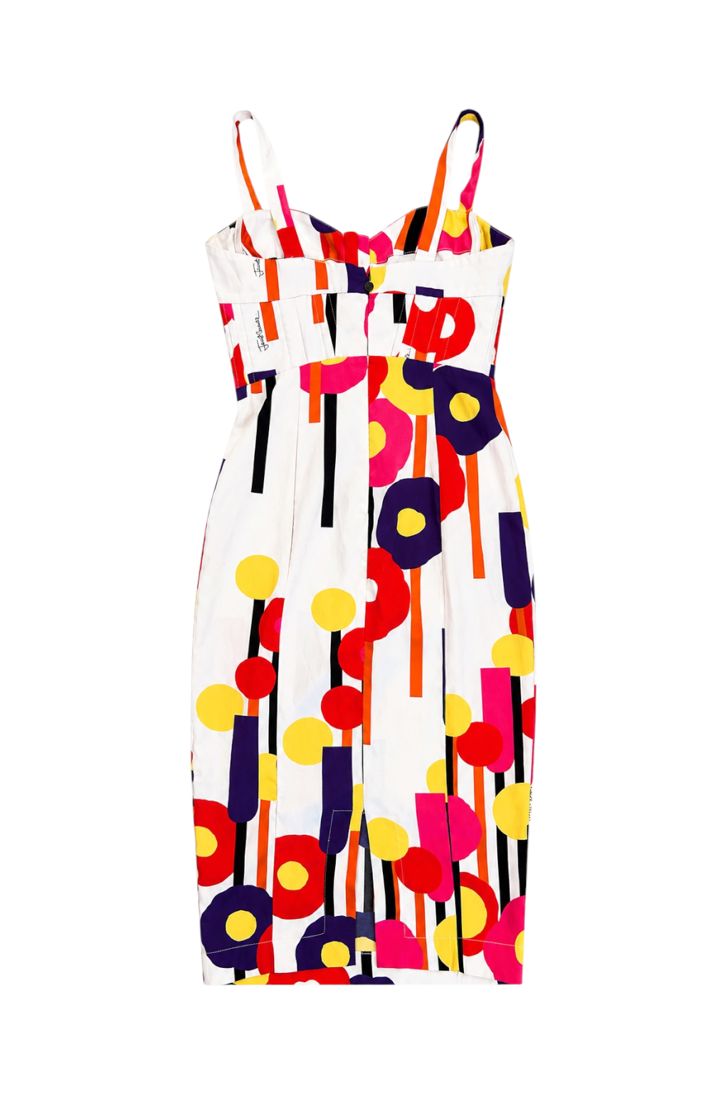 2009 WHITE/MULTICOLOR GEOMETRIC BUSTIER DRESS (as is)