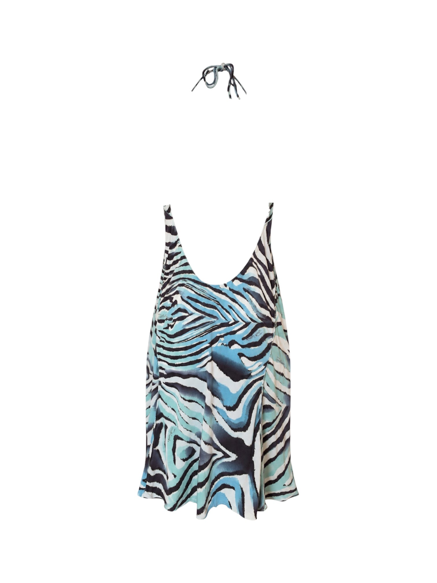 BLUE/BROWN ZEBRA PRINTED HALTER DRESS @SM