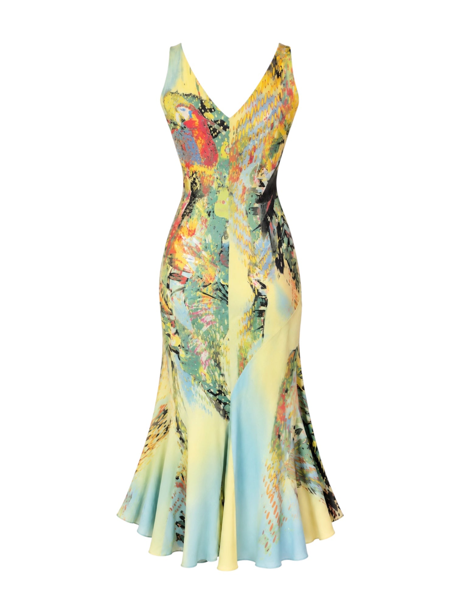 2003 SILK PARROT PRINTED MIDI DRESS @SM