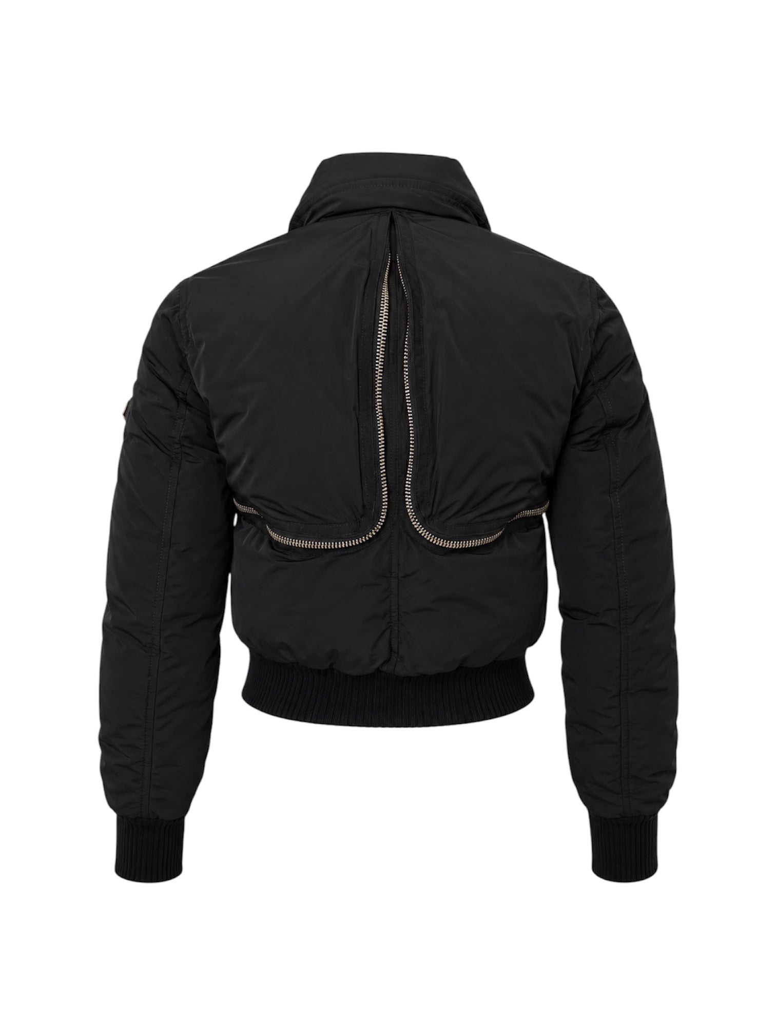BLACK MULTI CARGO POCKET CROPPED PUFFER JACKET @SM