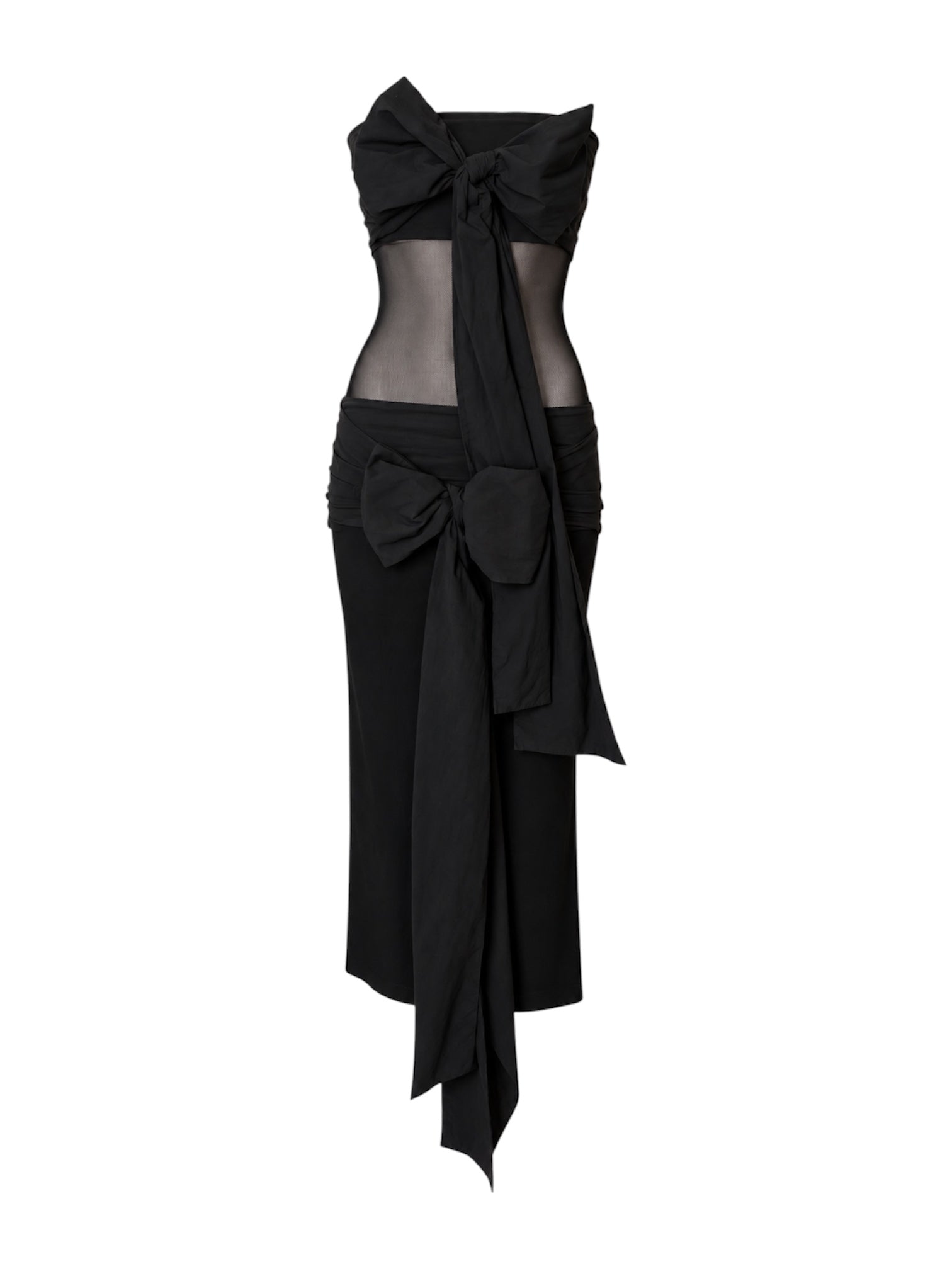 2001 RARE BLACK MESH PANELED WRAP DRESS @FAR