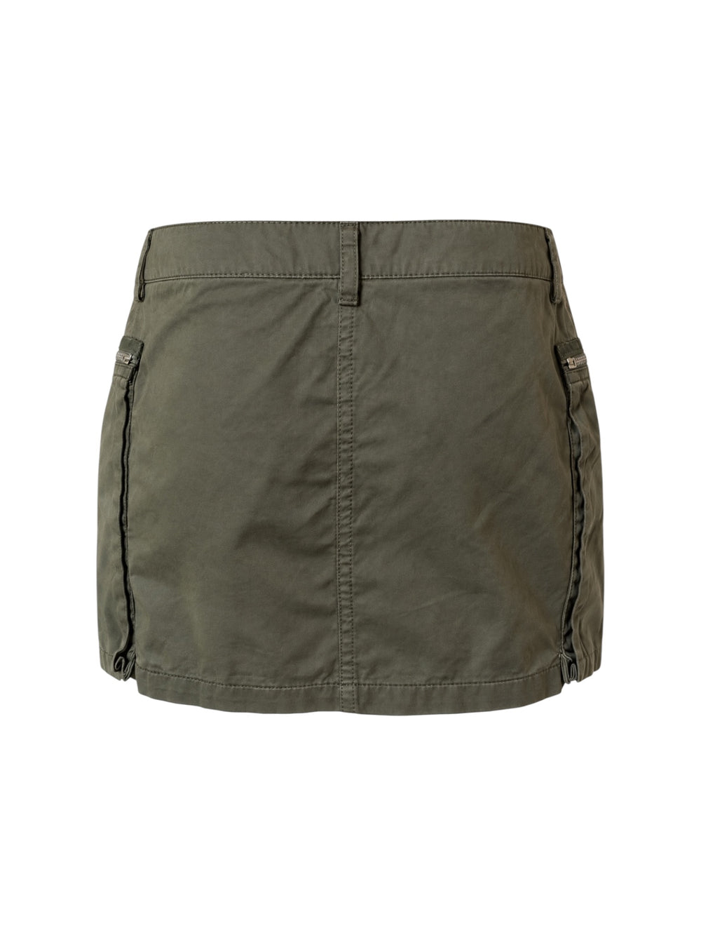 ARMYGREEN MINI SKIRT WITH POCKETS&ZIPPER DETAIL @EA