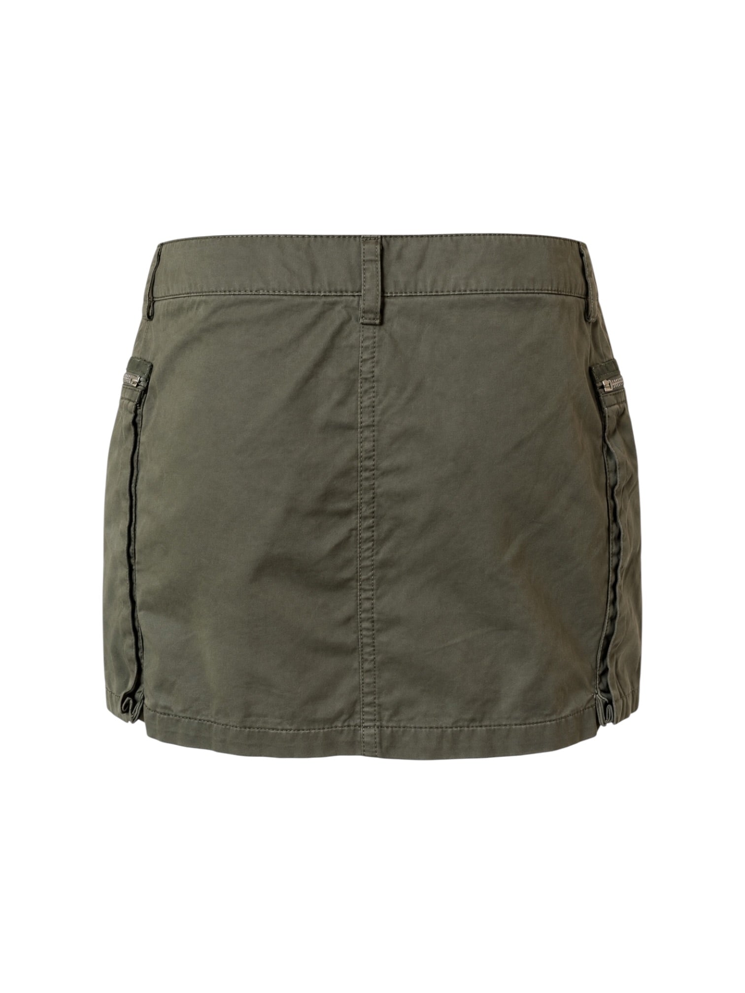 ARMYGREEN MINI SKIRT WITH POCKETS&ZIPPER DETAIL @EA