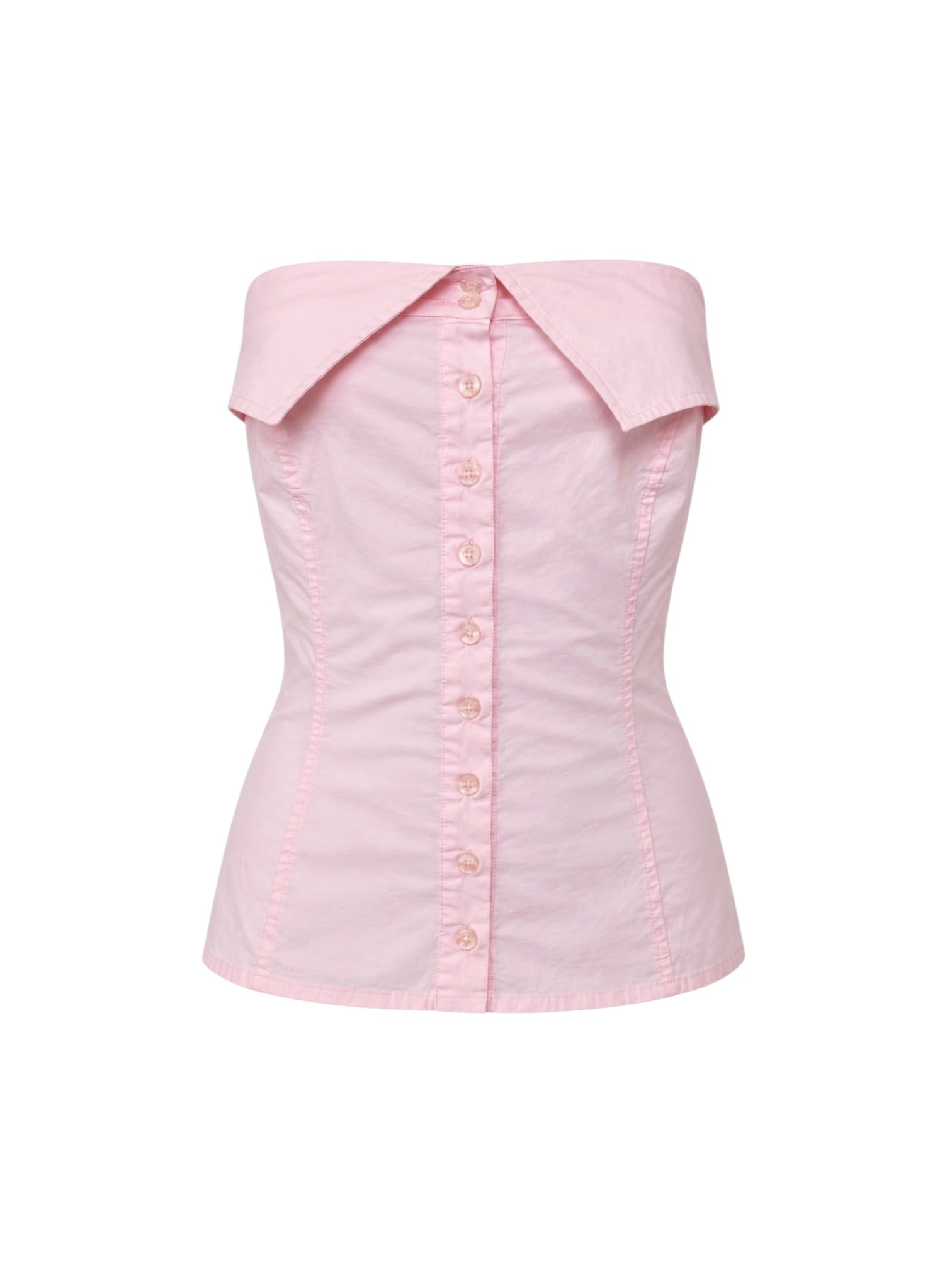 PINK FOLD OVER BUTTON DOWN TUBE TOP (AS IS)