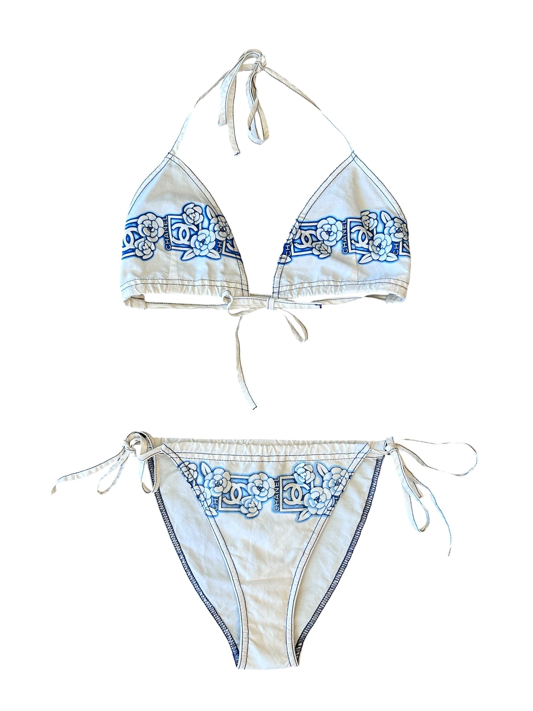2005 BLUE CAMELIA FLOWER LOGO 2PC BIKINI @ALISHAG