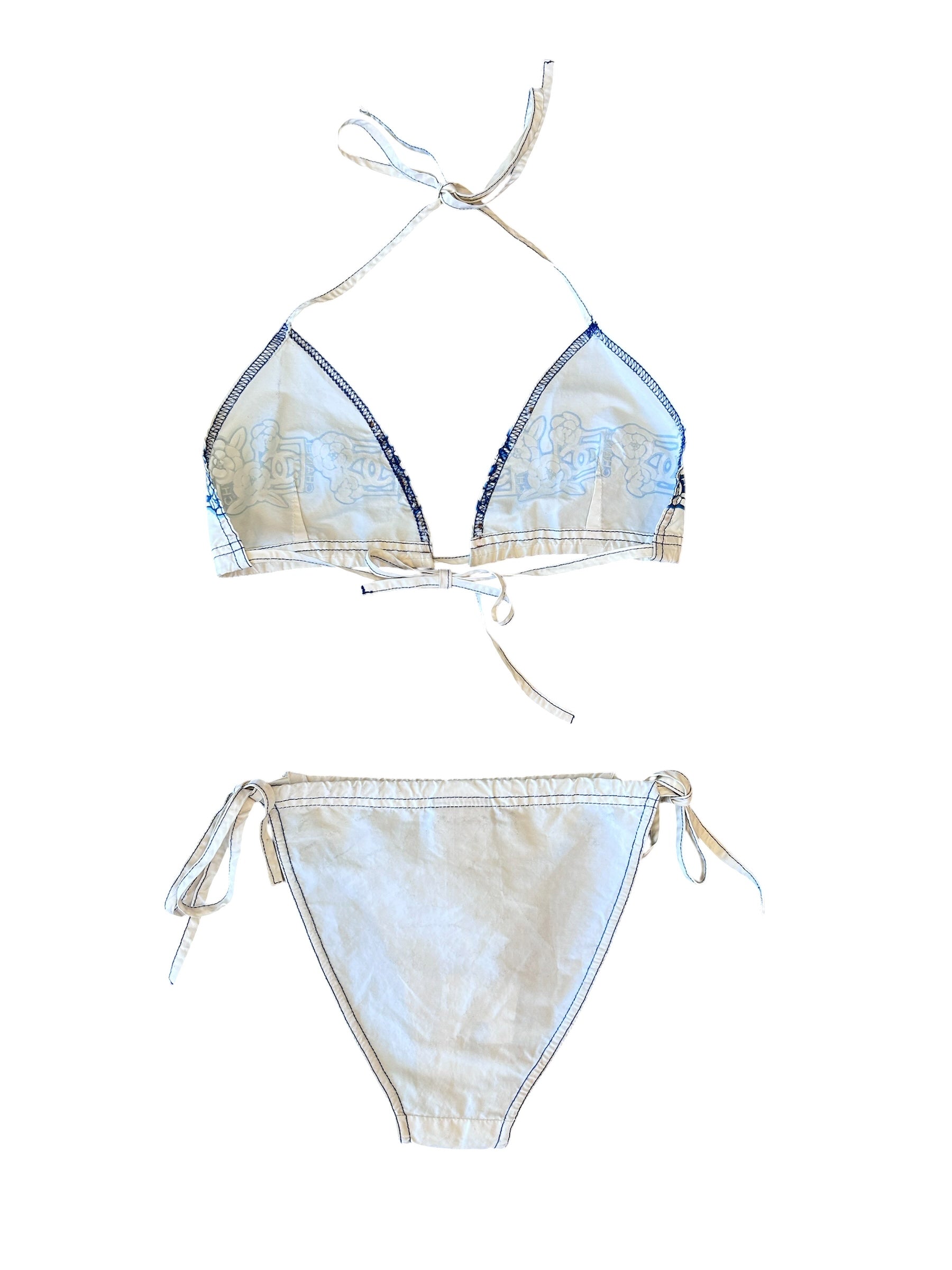 2005 BLUE CAMELIA FLOWER LOGO 2PC BIKINI @ALISHAG