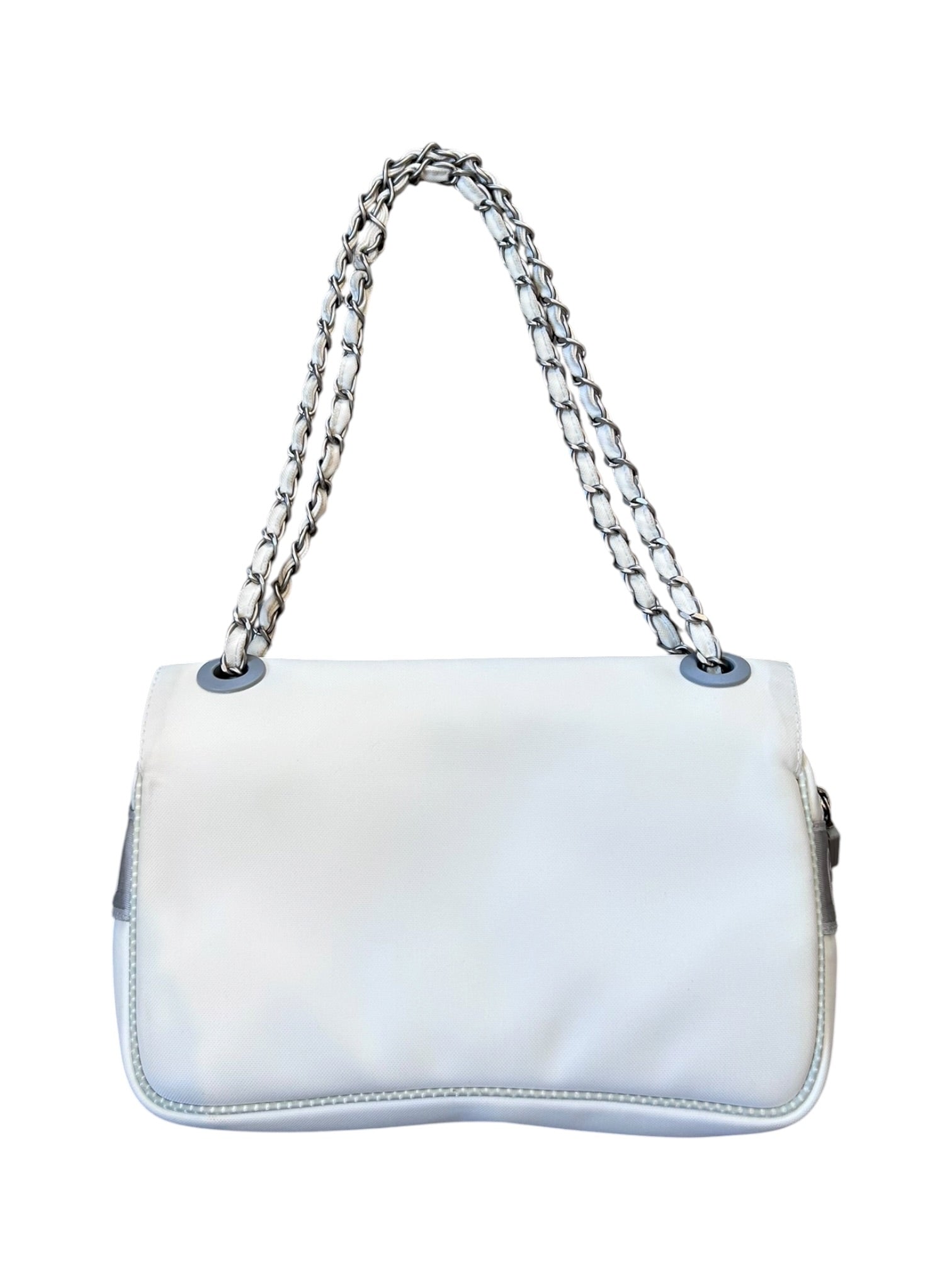 05/06 RED/WHITE CAMELIA FLORAL/CC LOGO SHOULDER BAG