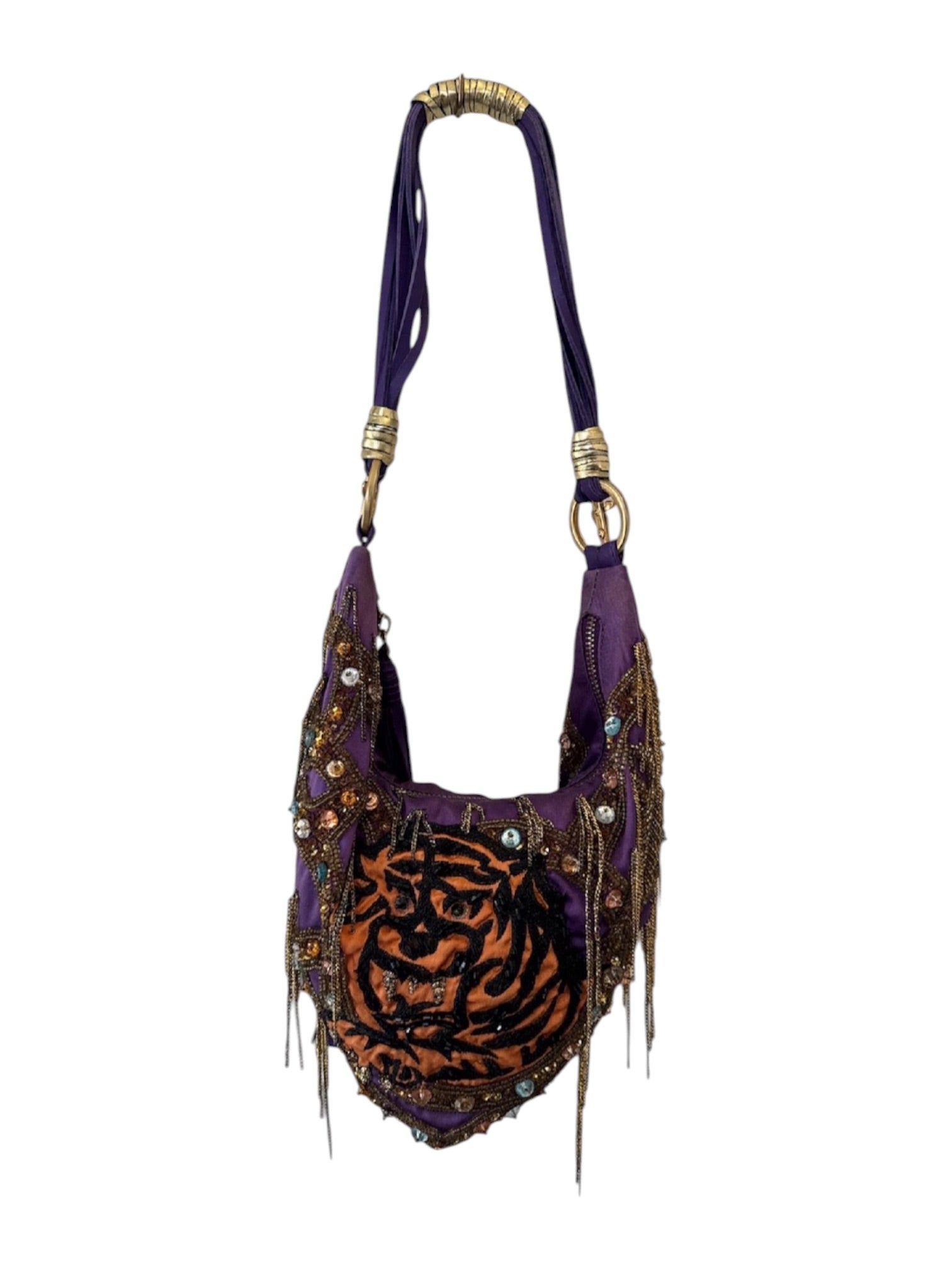 RARE PURPLE BEADED/FRINGE ROSE BAG @IRIK
