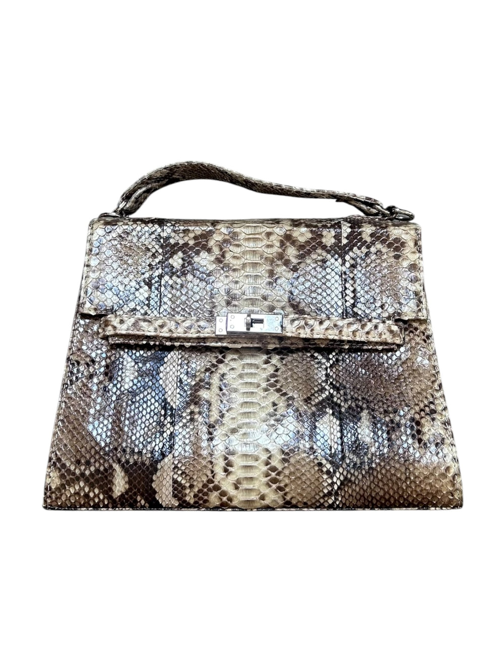 BROWN/BEIGE PYTHON TOP HANDLE BAG(KELLY STYLE)@MMC