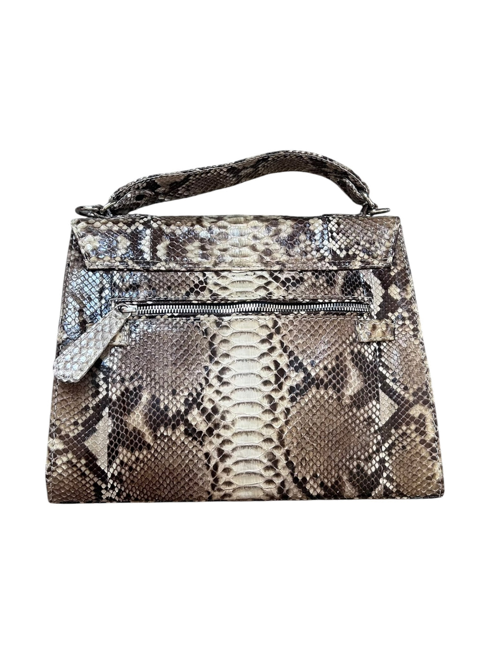 BROWN/BEIGE PYTHON TOP HANDLE BAG(KELLY STYLE)@MMC