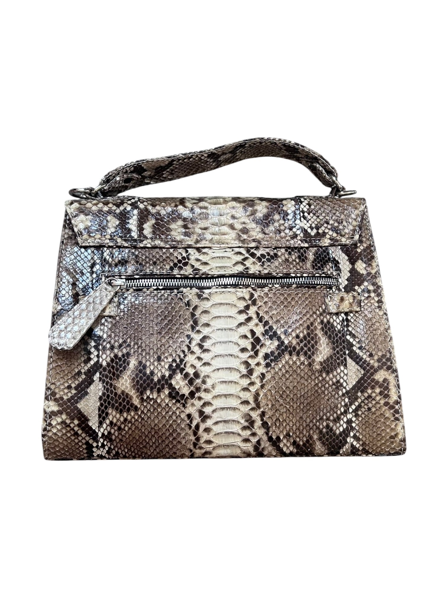 BROWN/BEIGE PYTHON TOP HANDLE BAG(KELLY STYLE)@MMC