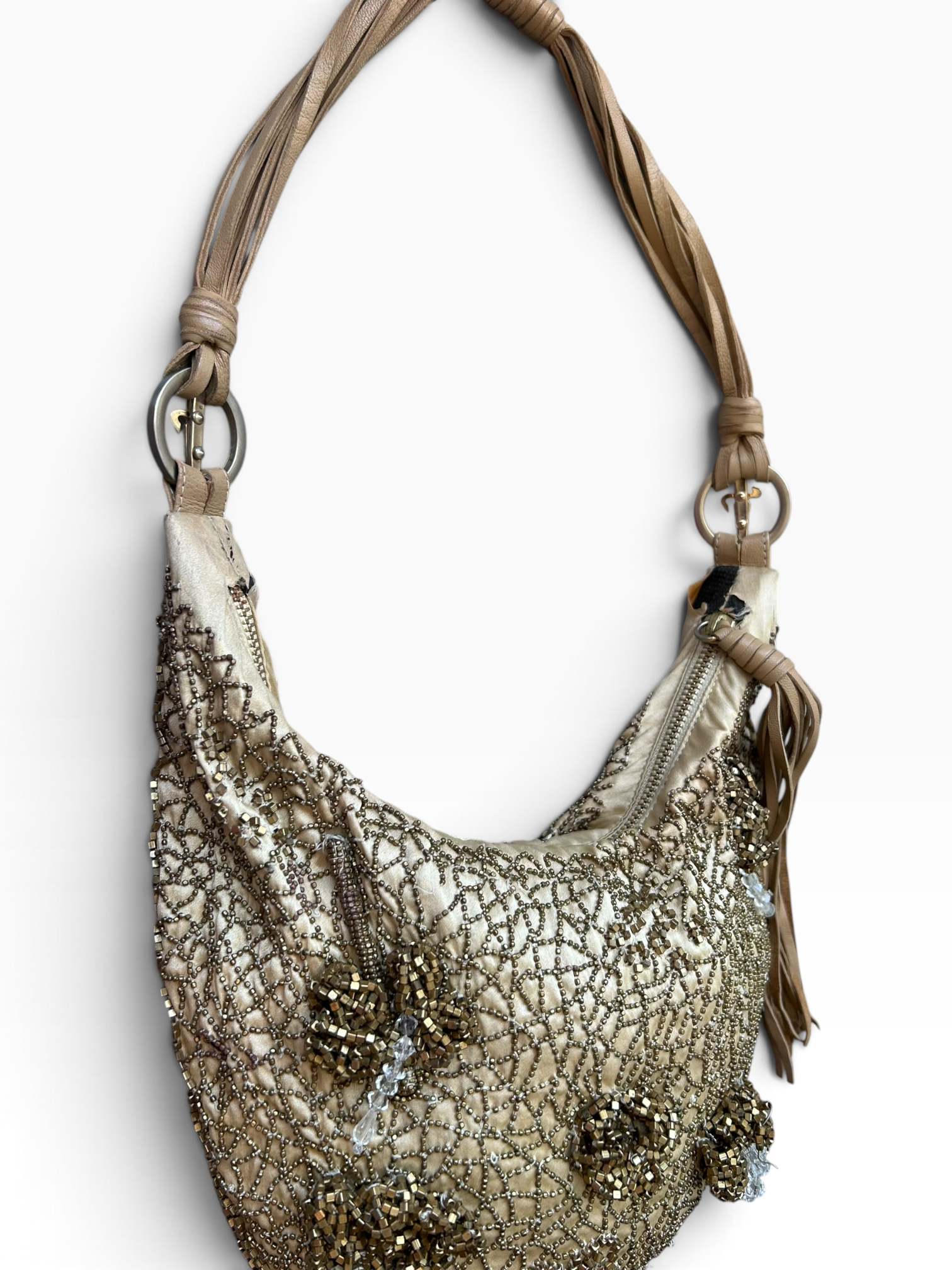 GOLD BEADED DAGGER SHOULDER BAG (AS IS)