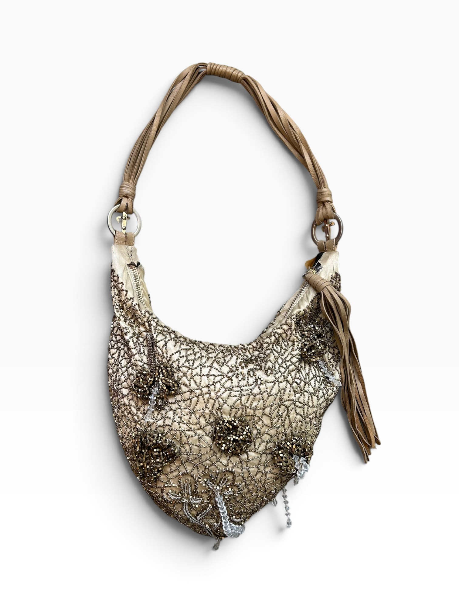 GOLD BEADED DAGGER SHOULDER BAG (AS IS)